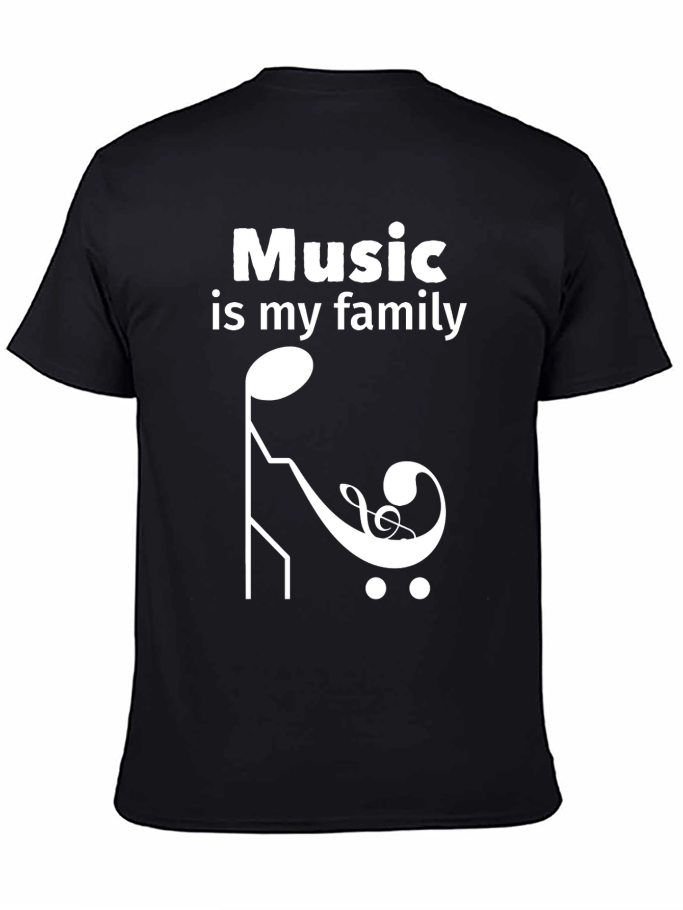 Music is My Family T-Shirt - Black Crew Neck
