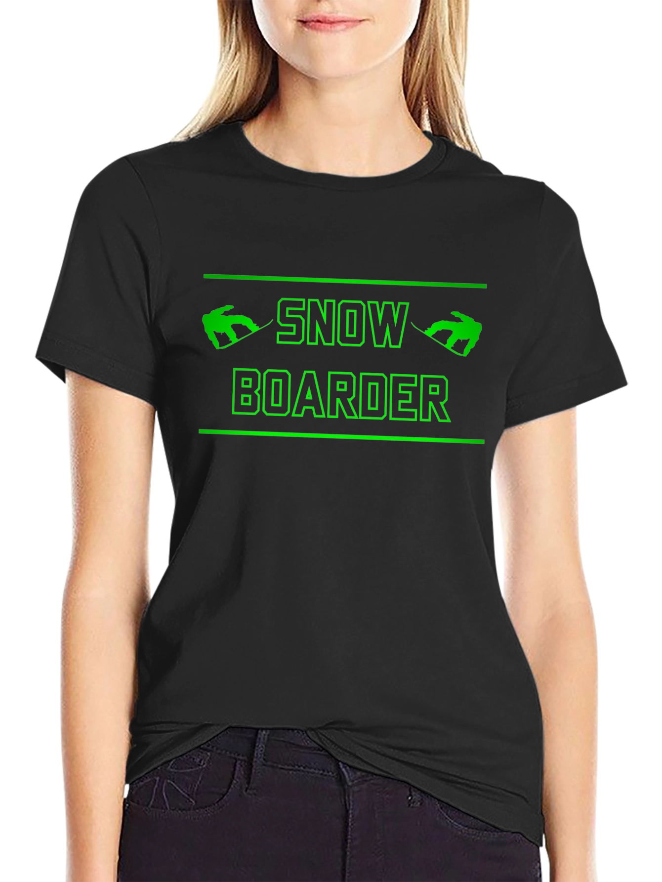 Snowboarder Graphic Tee - Black Cotton Casual Shirt