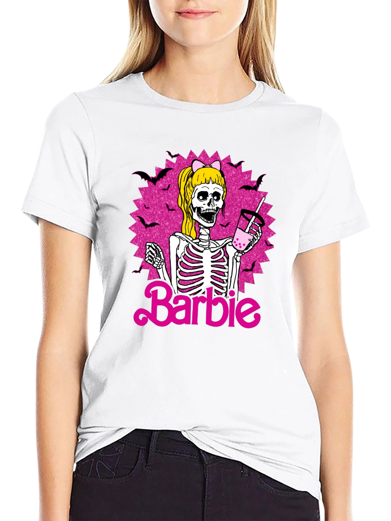Skeleton Barbie T-Shirt - Halloween Boba Drink