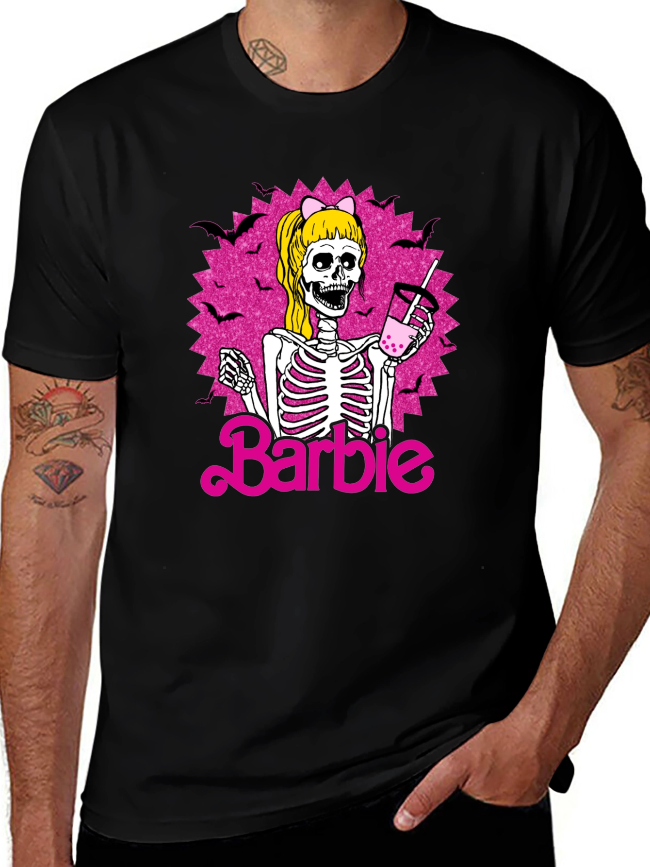 Skeleton Barbie T-Shirt - Halloween Boba Drink