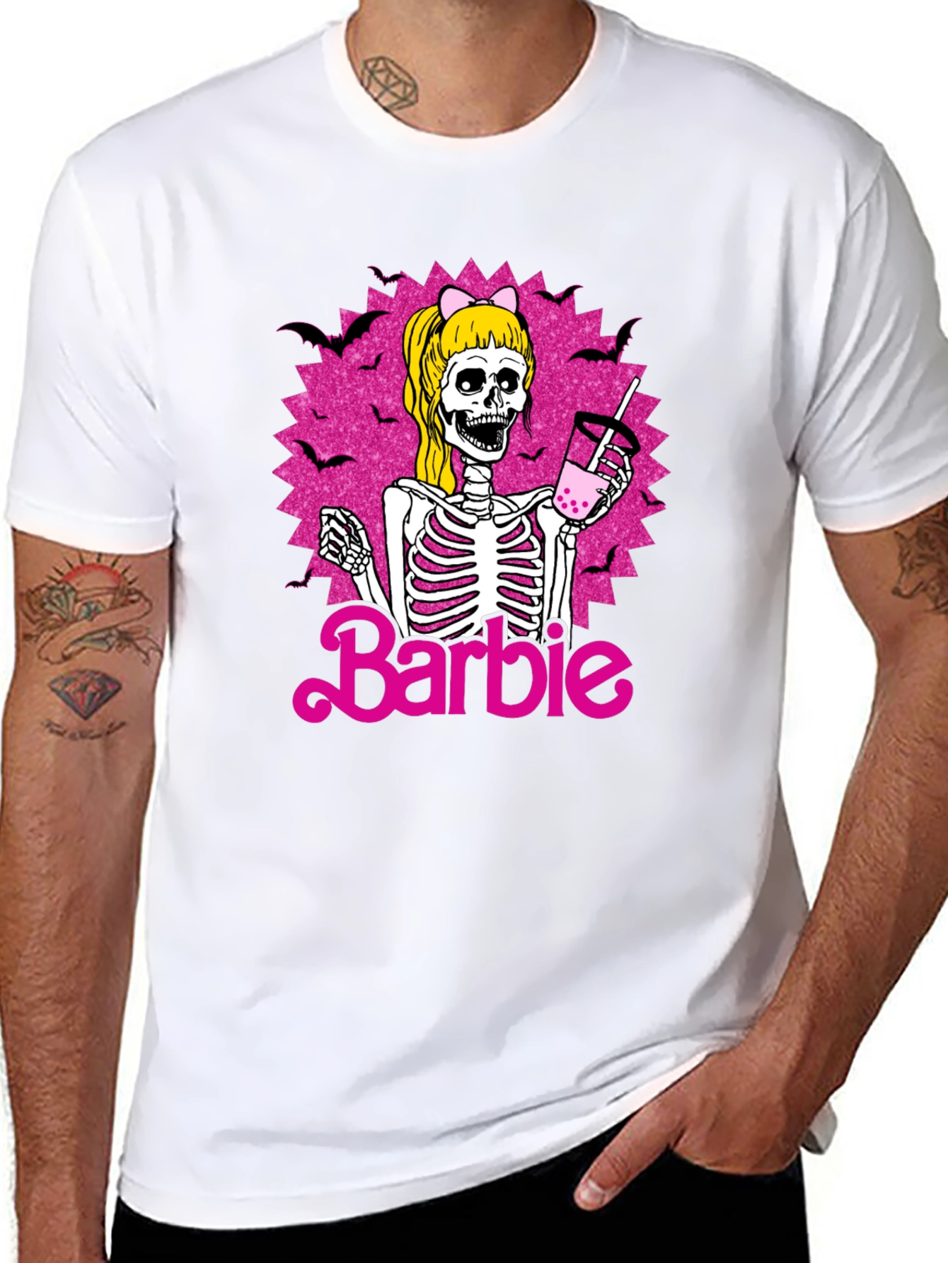 Skeleton Barbie T-Shirt - Halloween Boba Drink