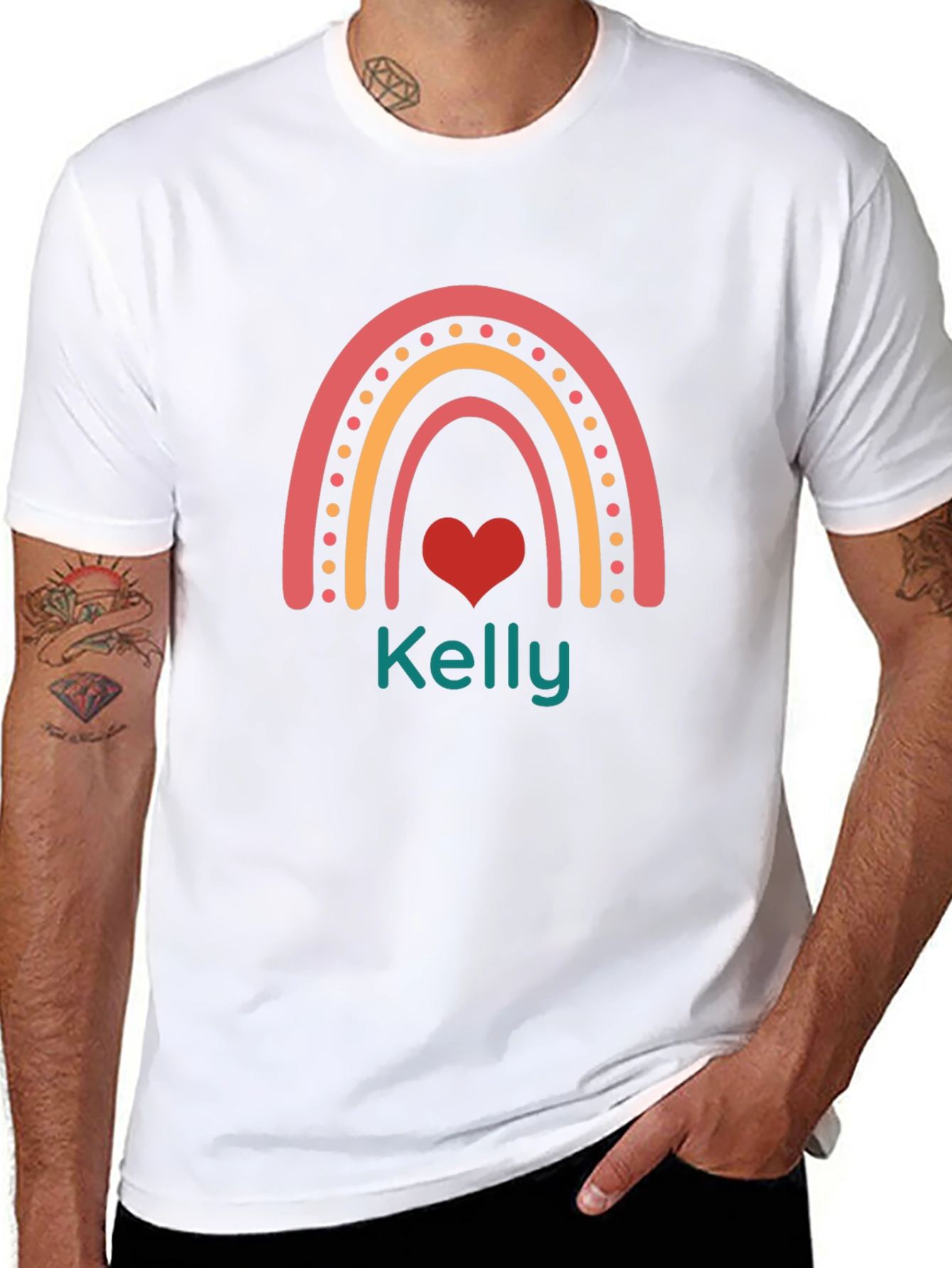 Personalized Rainbow Heart T-Shirt
