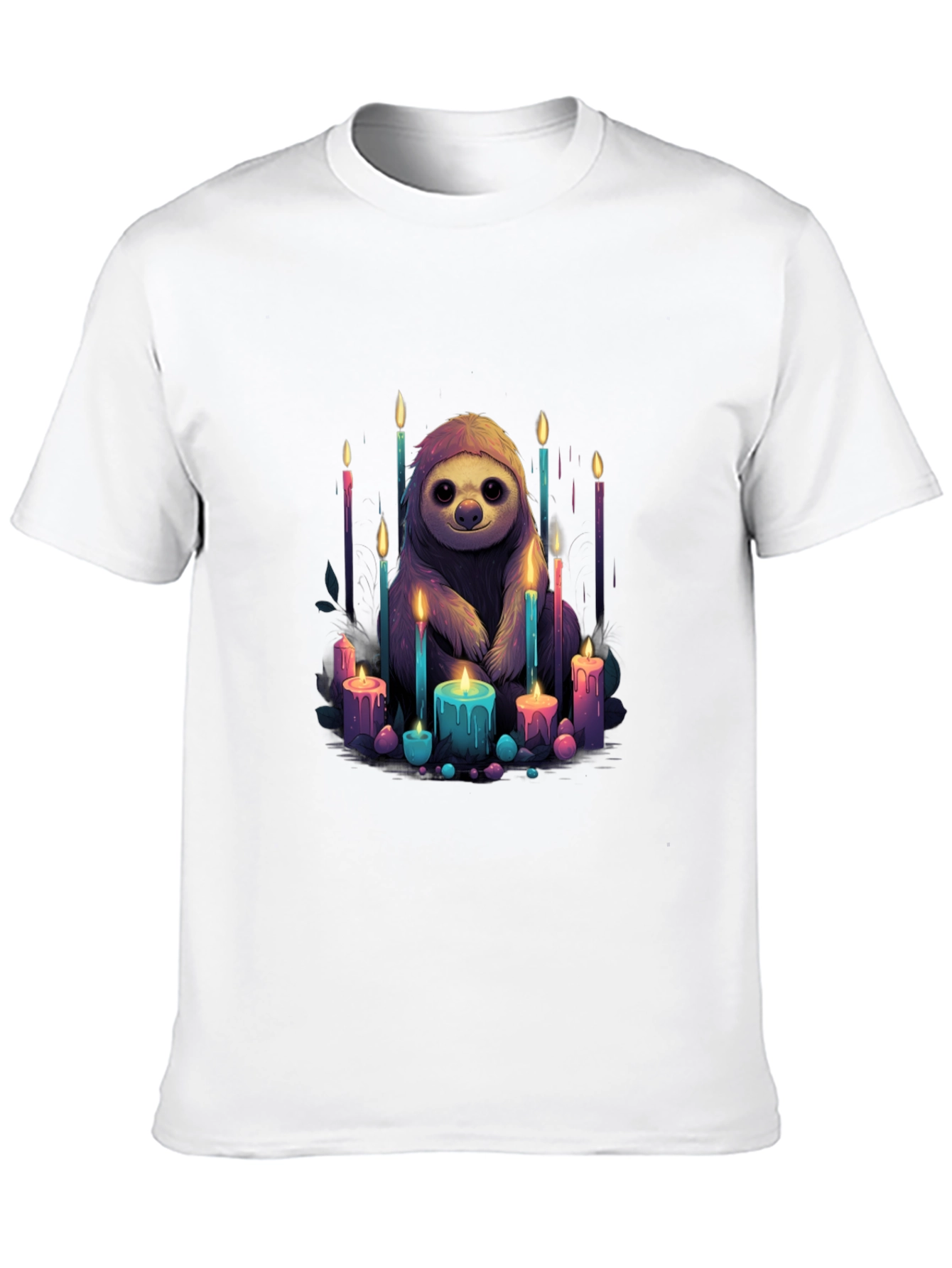 Sloth & Candles Graphic Black T-Shirt