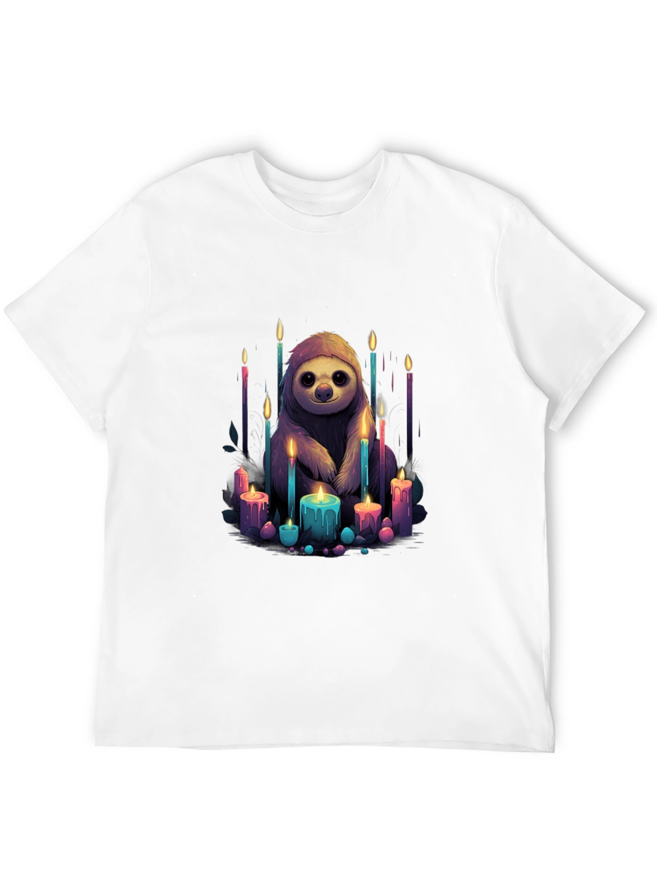 Sloth & Candles Graphic Black T-Shirt