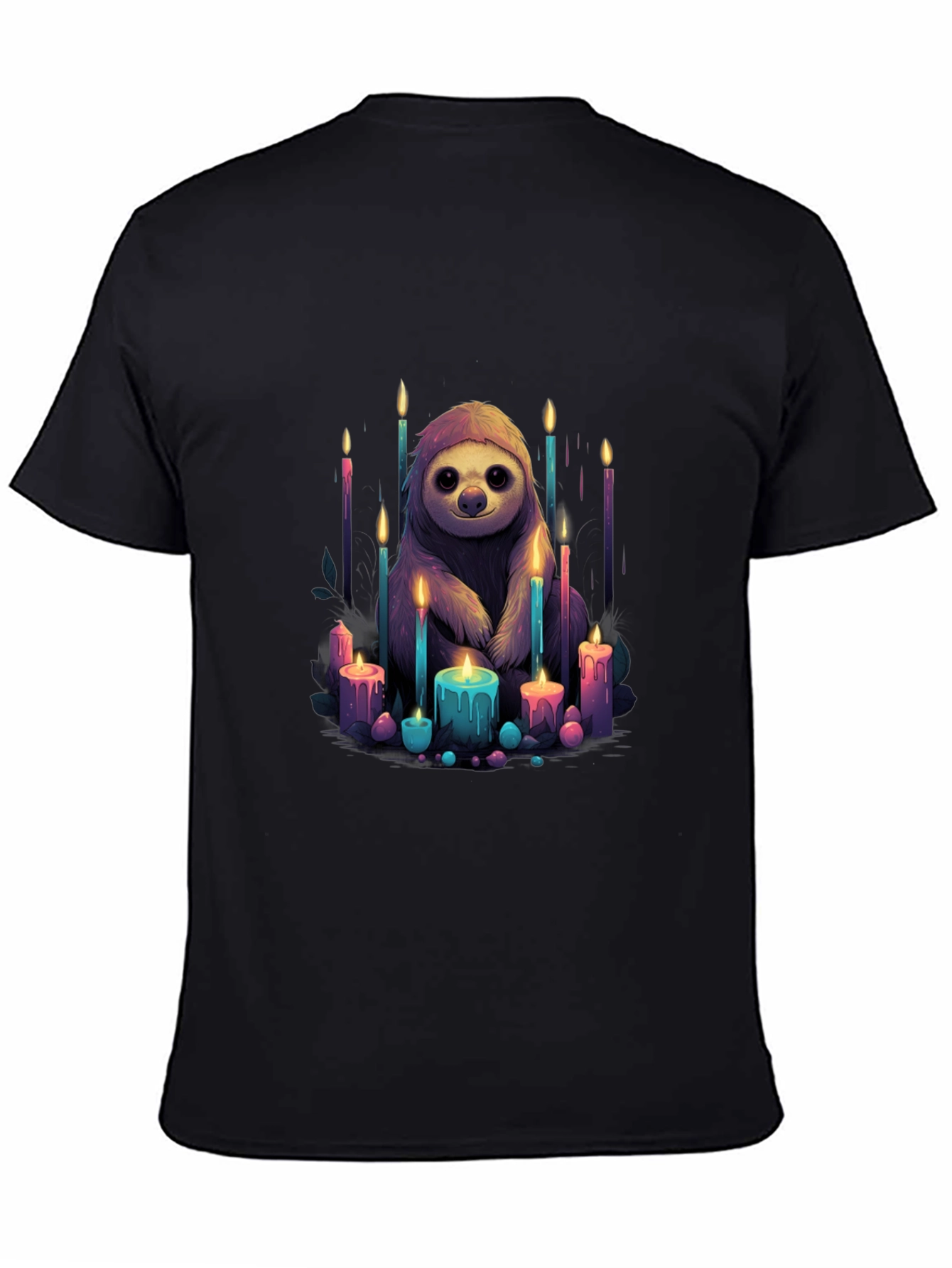 Sloth & Candles Graphic Black T-Shirt