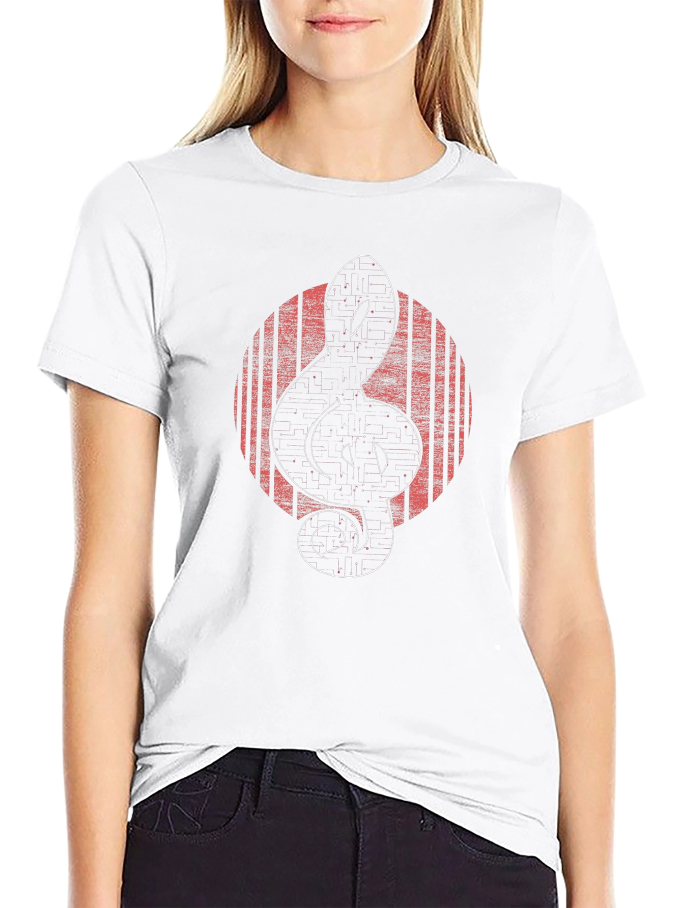 Retro Music Treble Clef Graphic T-Shirt