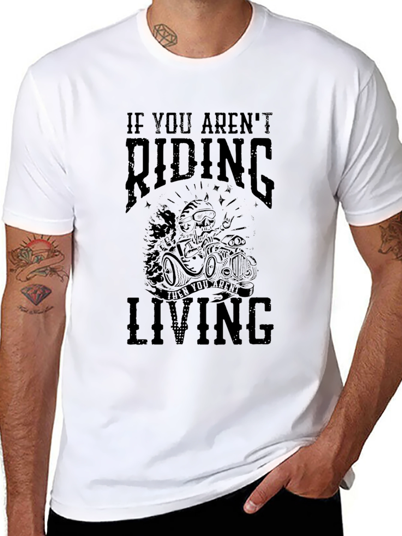 Riding Skeleton Graphic T-Shirt - Live to Ride