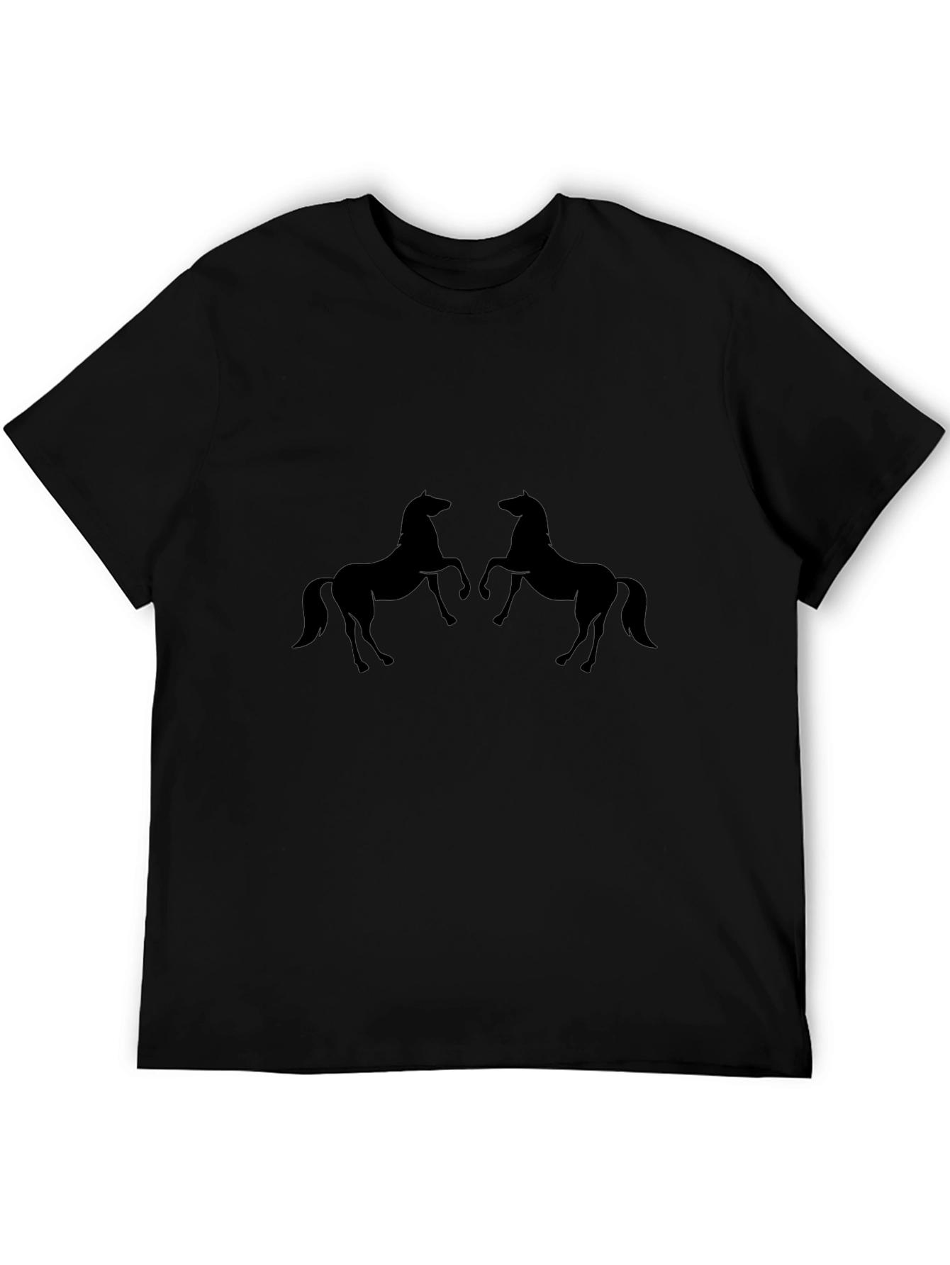 Mens Black Two Horse Graphic Tee