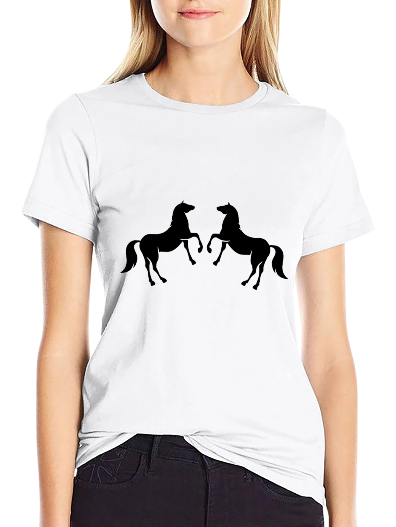 Mens Black Two Horse Graphic Tee