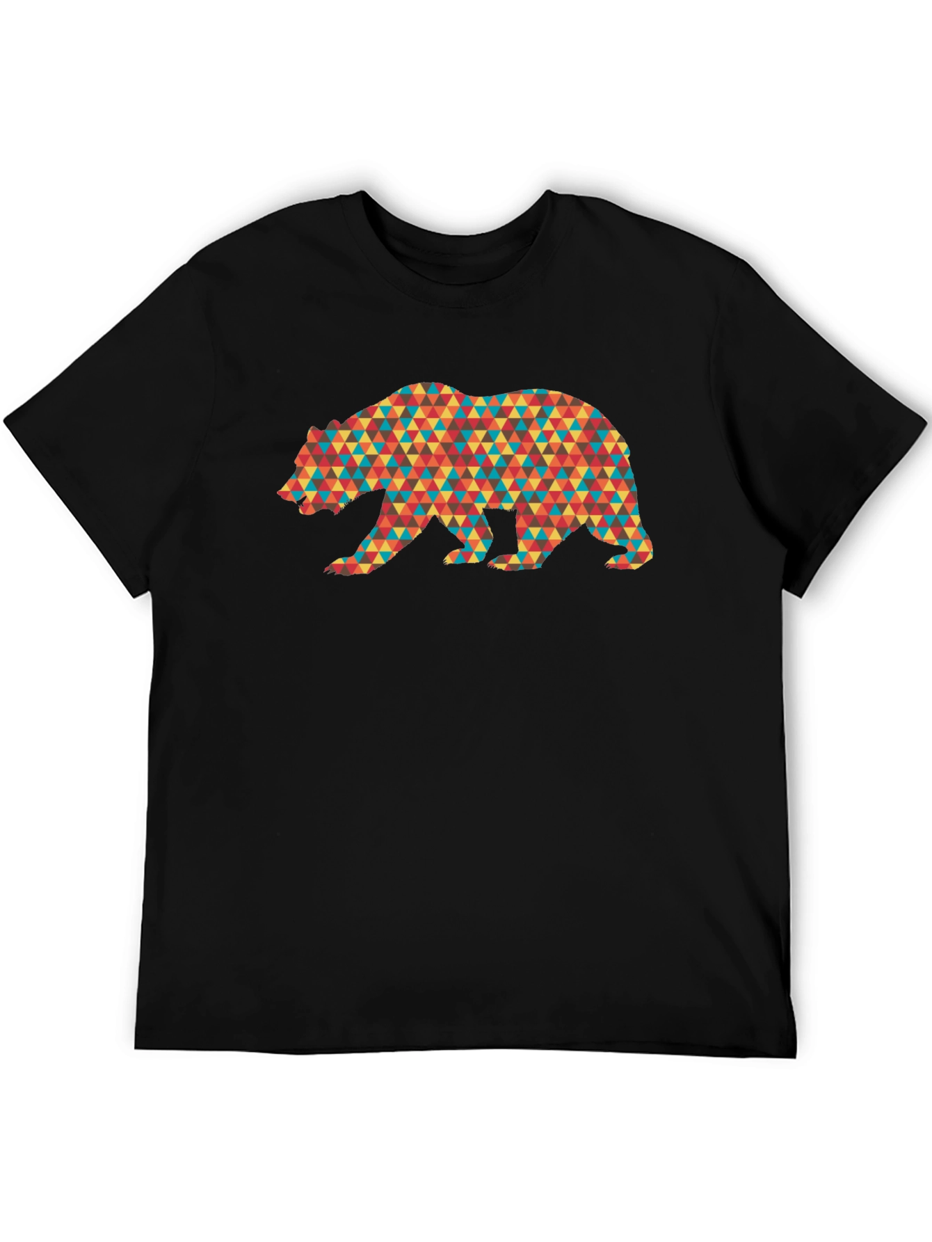 Geometric Bear Graphic Tee - Mens Black T-Shirt