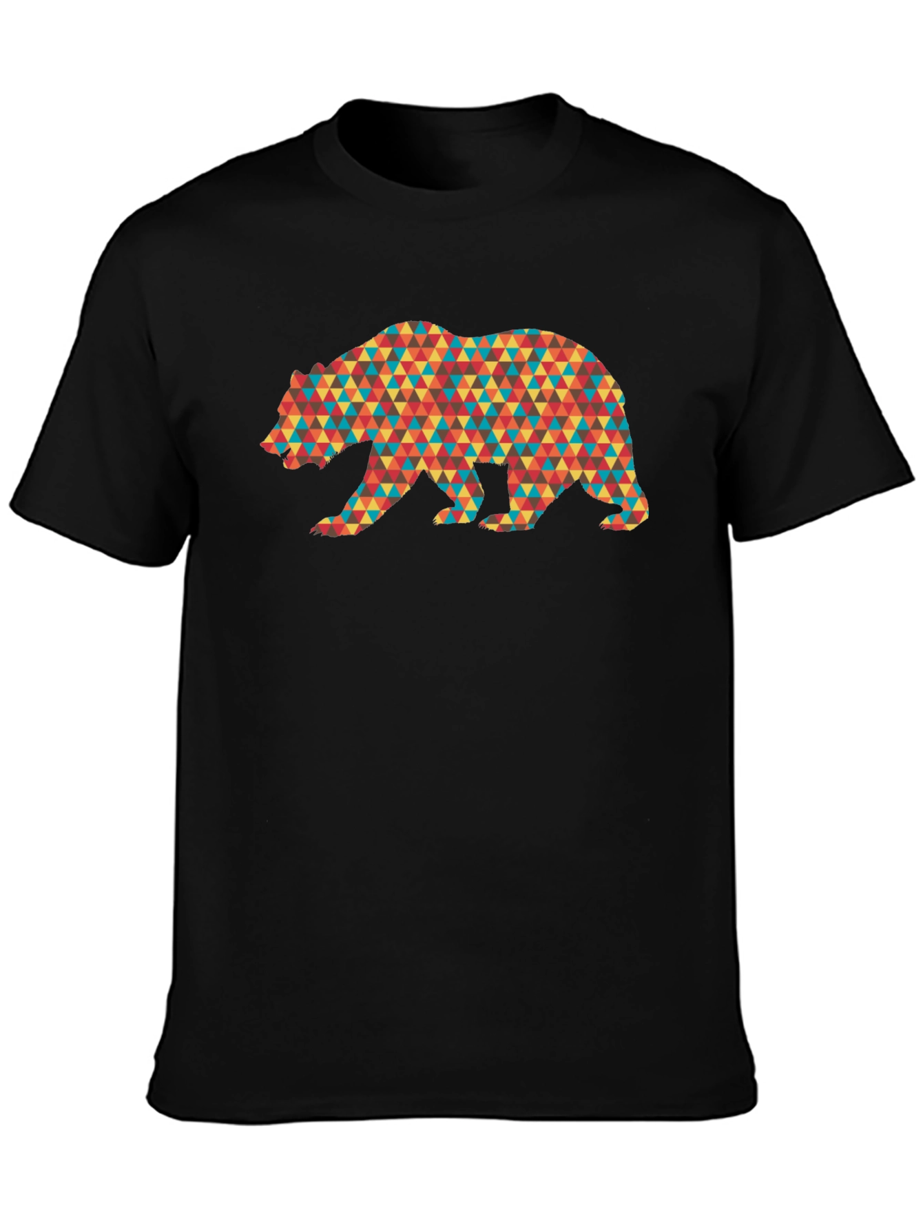 Geometric Bear Graphic Tee - Mens Black T-Shirt