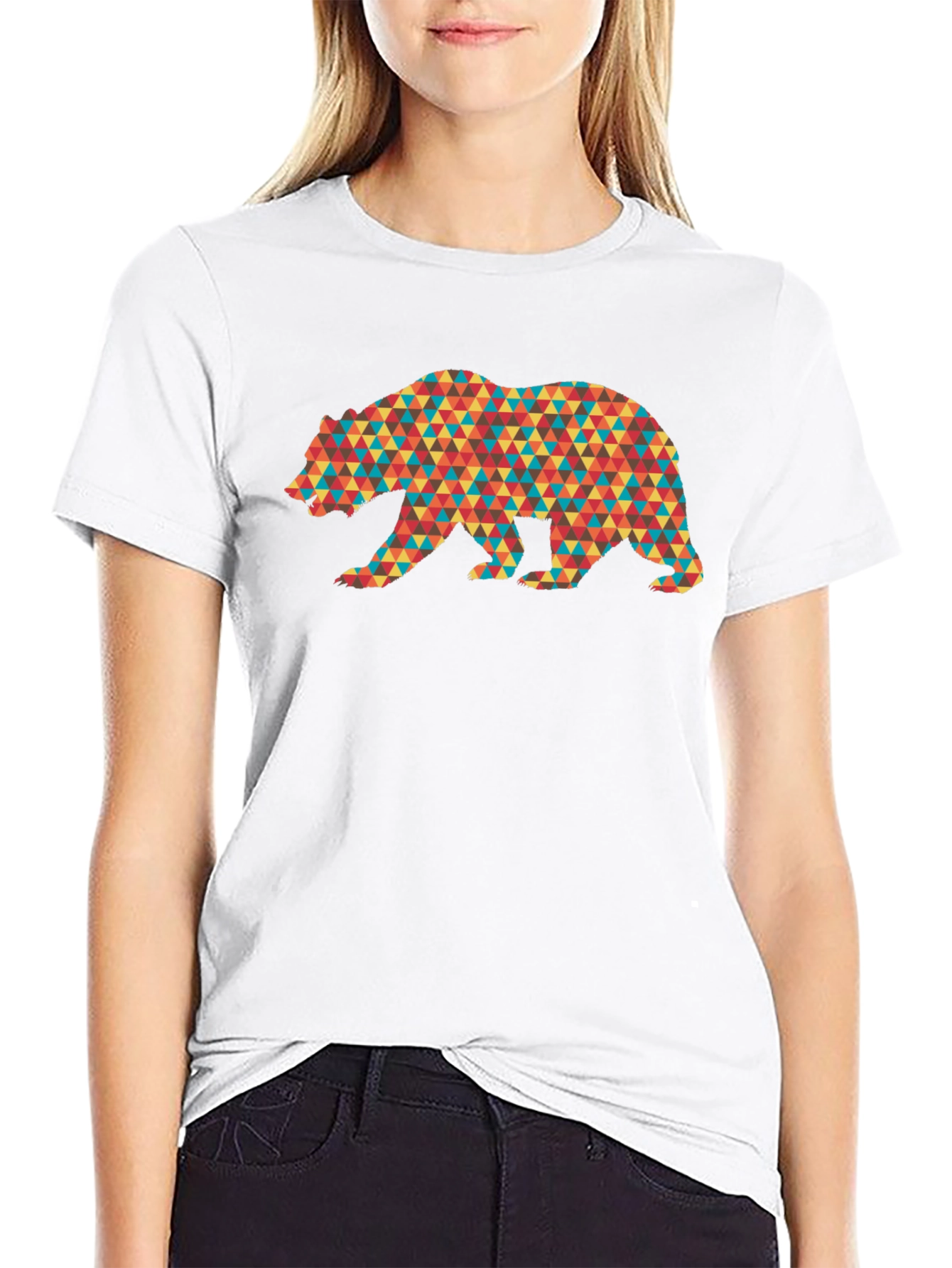 Geometric Bear Graphic Tee - Mens Black T-Shirt