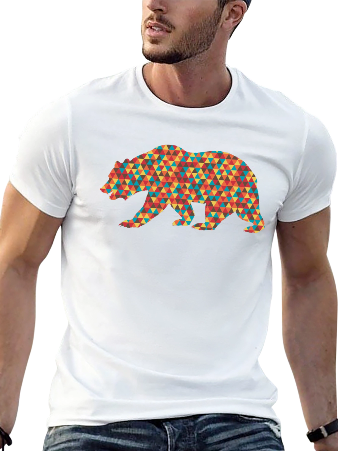 Geometric Bear Graphic Tee - Mens Black T-Shirt