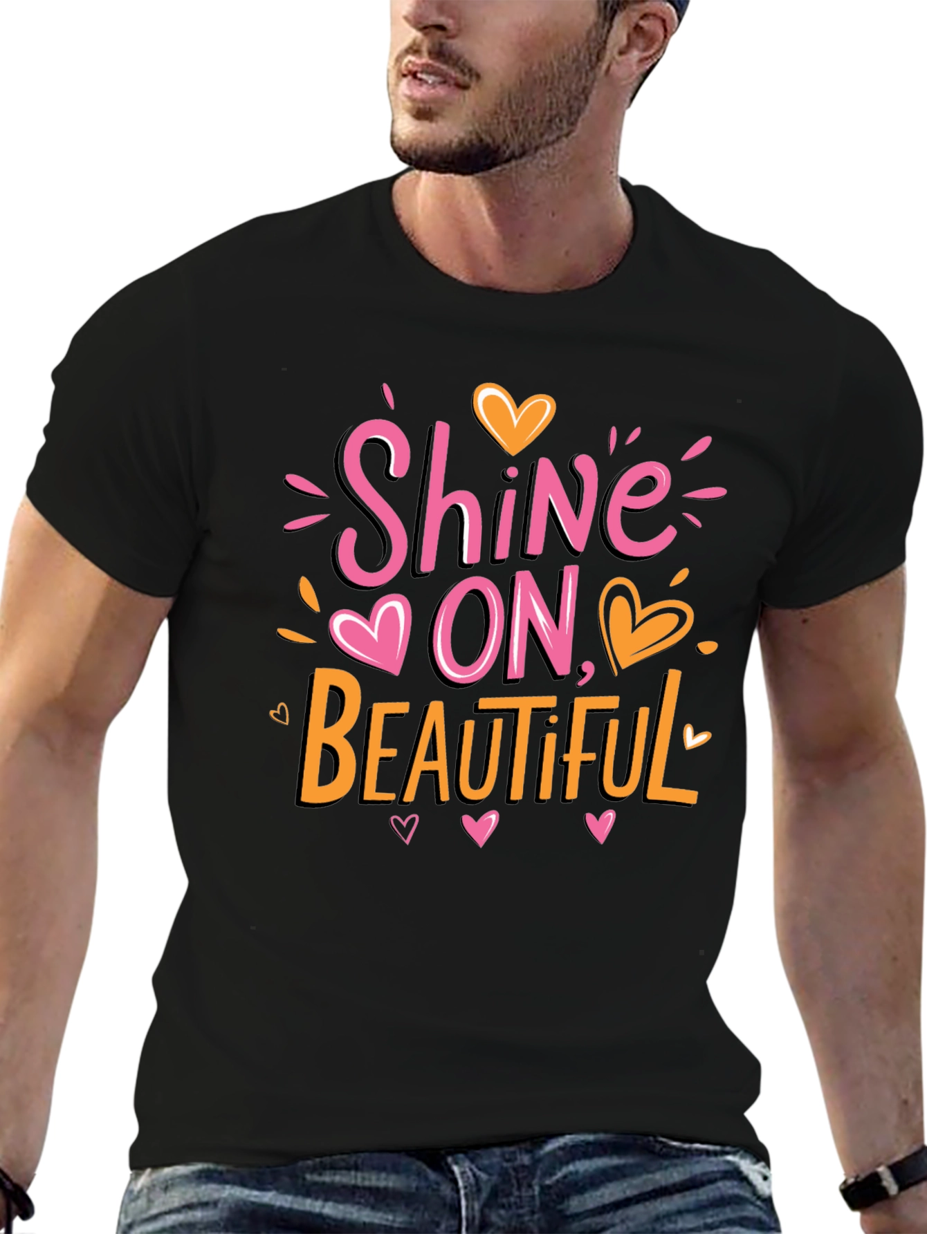 Shine On Beautiful Graphic Print Crew Neck T-Shirt
