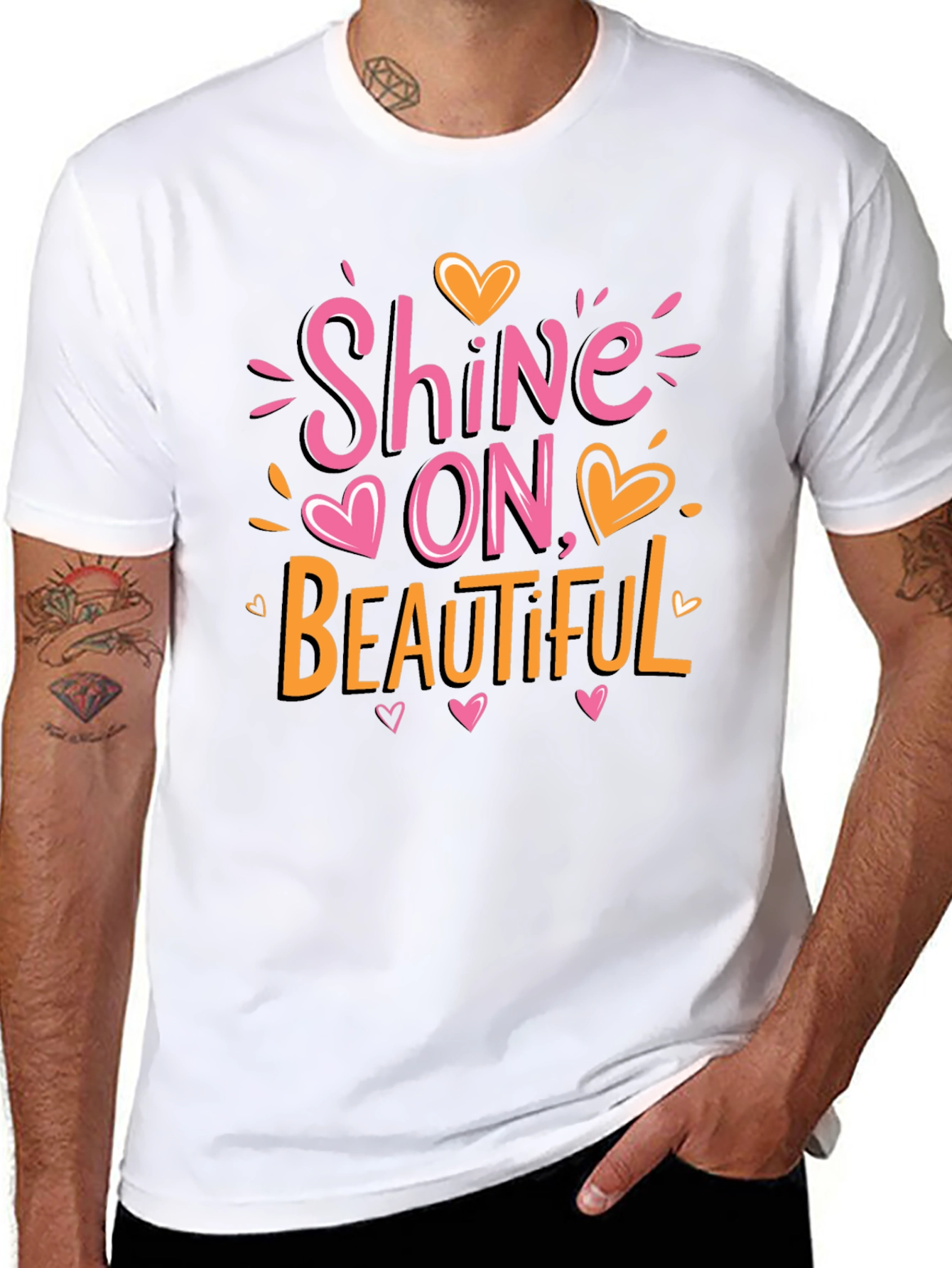 Shine On Beautiful Graphic Print Crew Neck T-Shirt