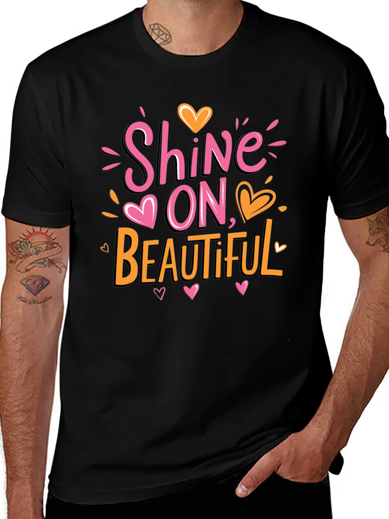 Shine On Beautiful Graphic Print Crew Neck T-Shirt