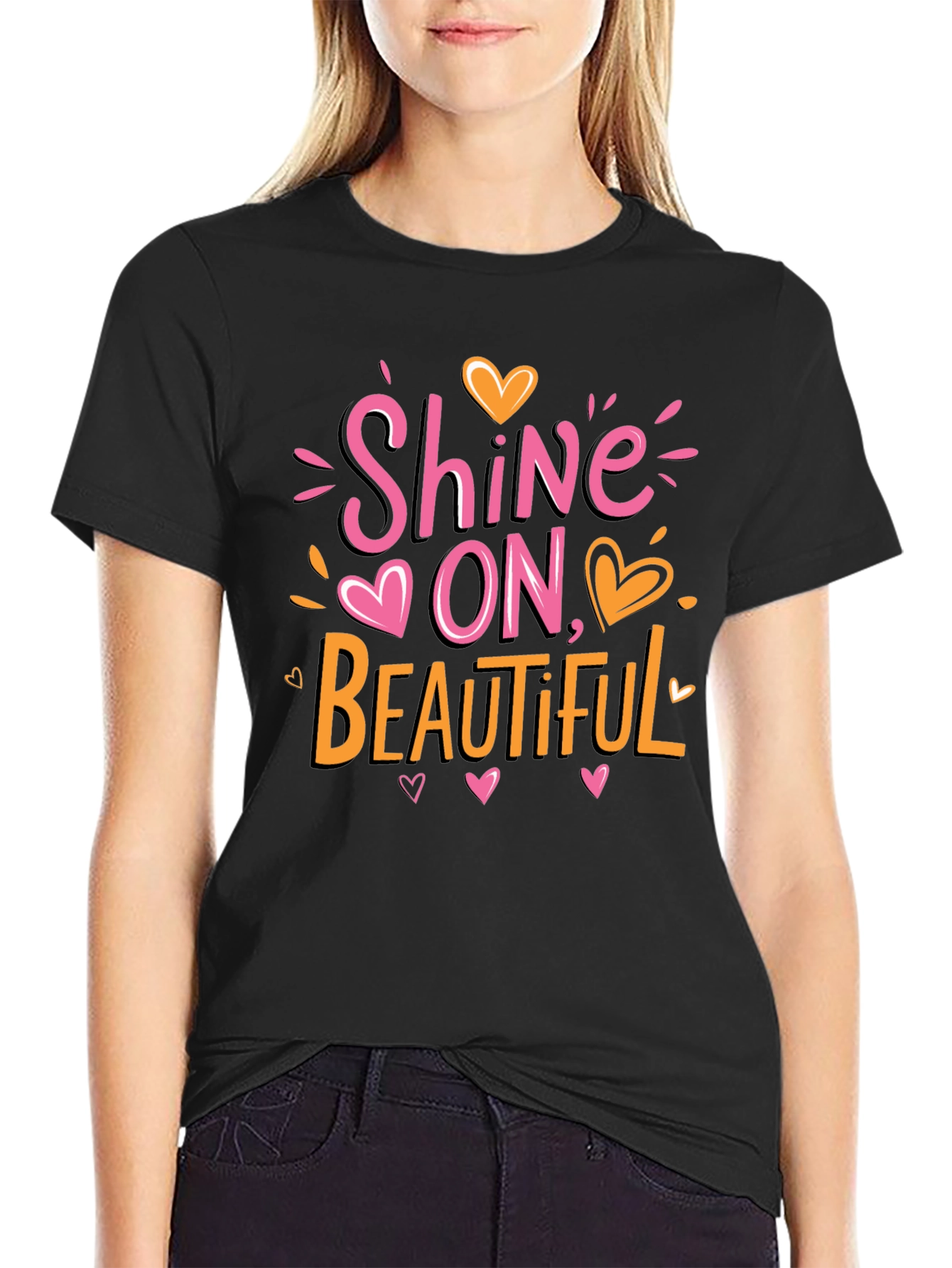 Shine On Beautiful Graphic Print Crew Neck T-Shirt