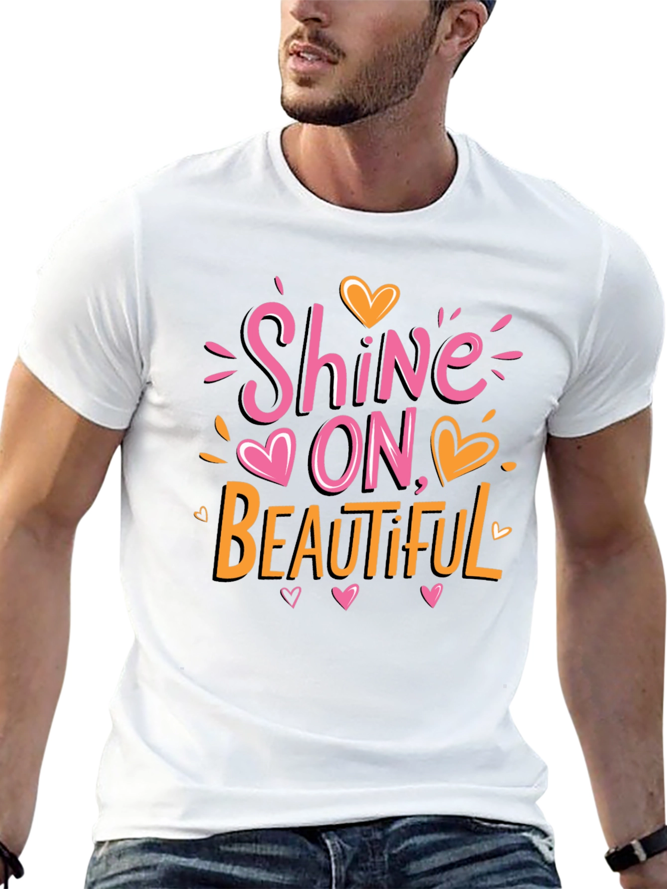 Shine On Beautiful Graphic Print Crew Neck T-Shirt