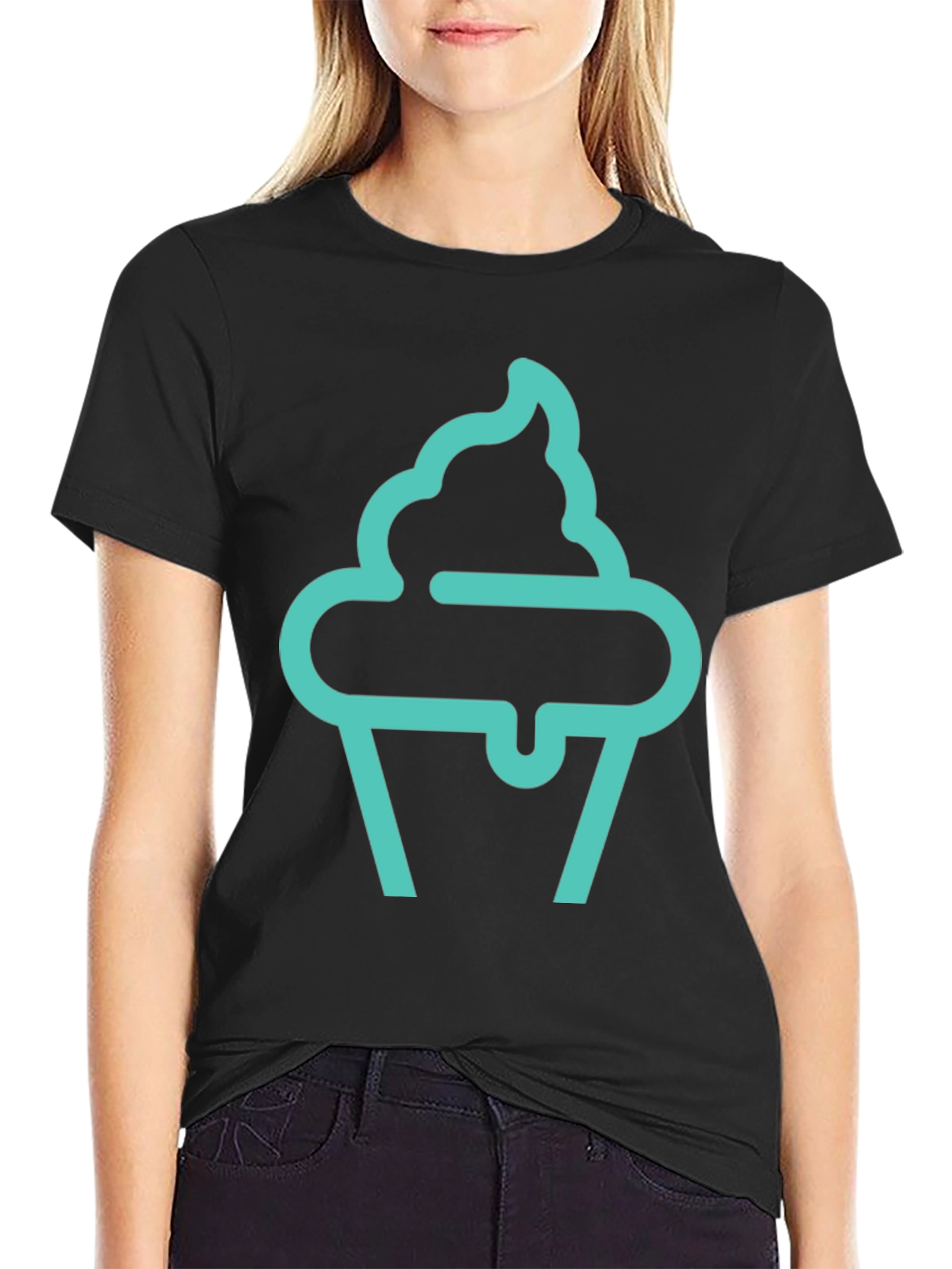 Cupcake Graphic Tee - Black Cotton Comfort