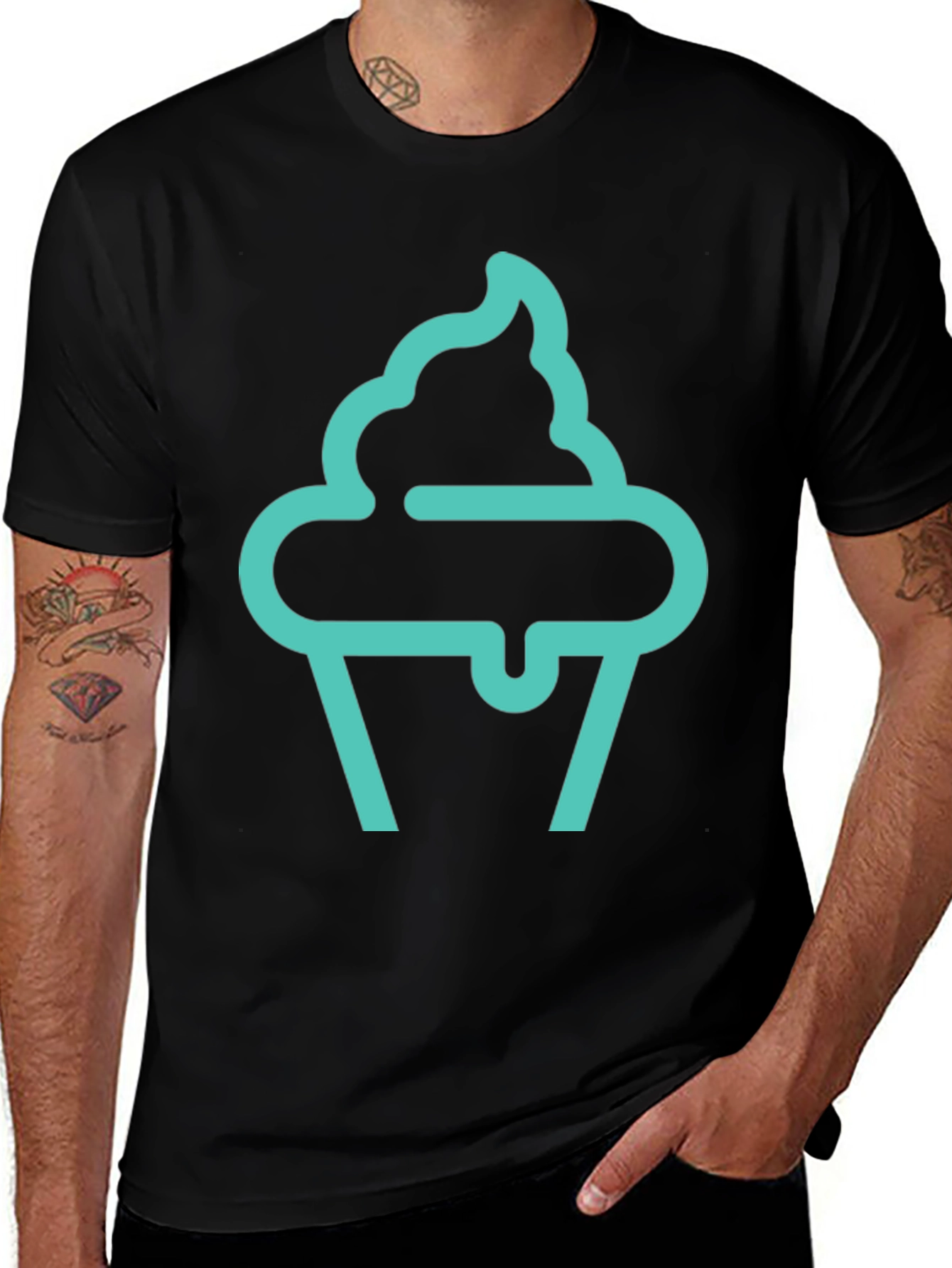 Cupcake Graphic Tee - Black Cotton Comfort