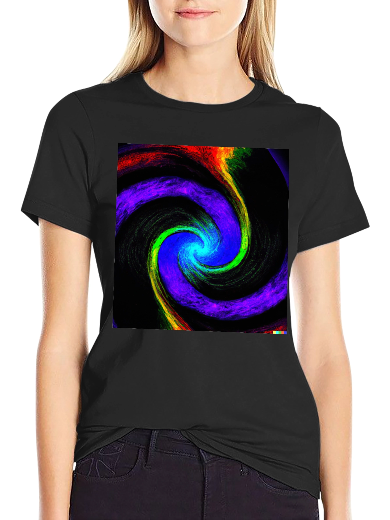 Cosmic Swirl Graphic Tee - Black