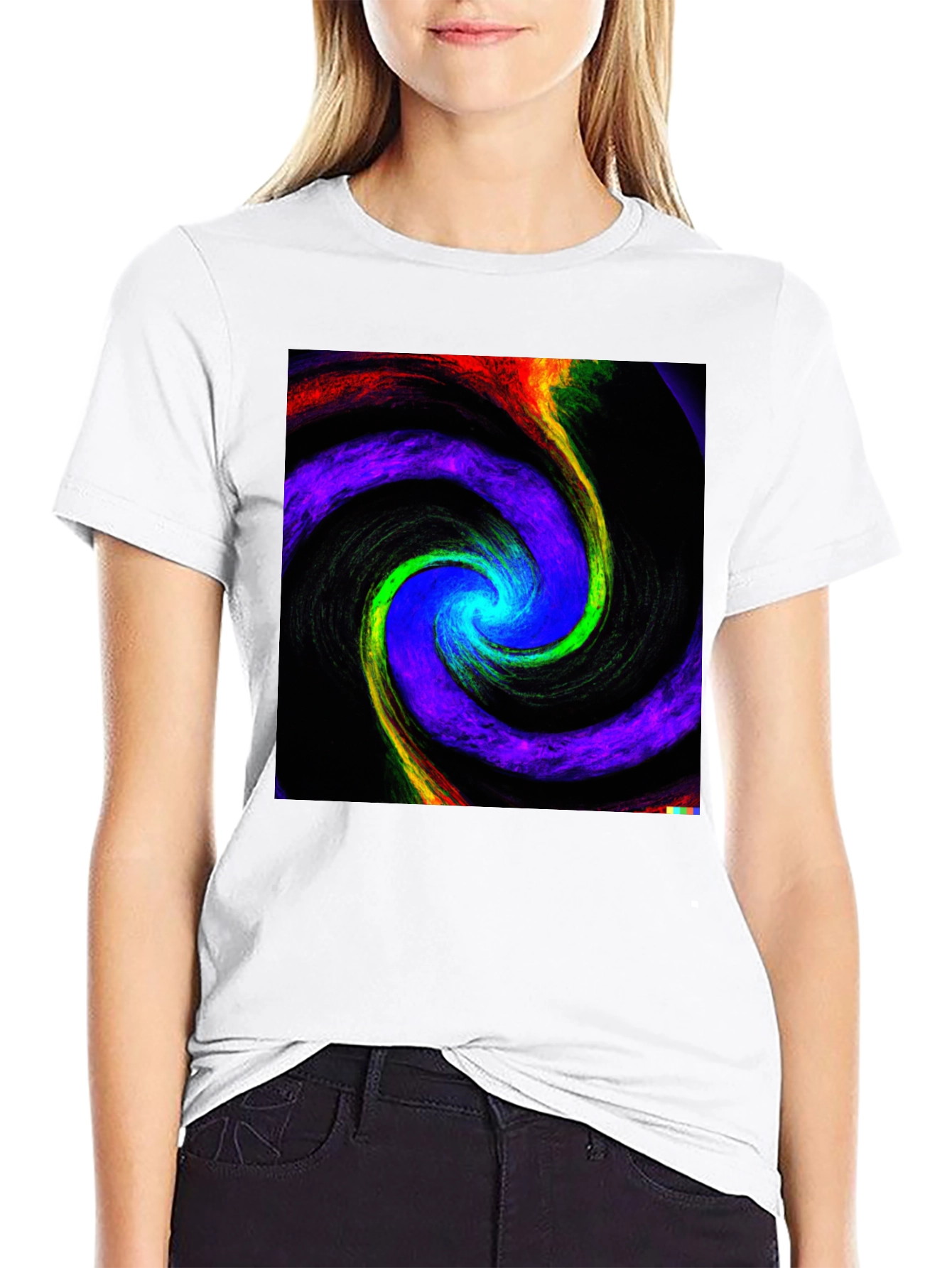 Cosmic Swirl Graphic Tee - Black