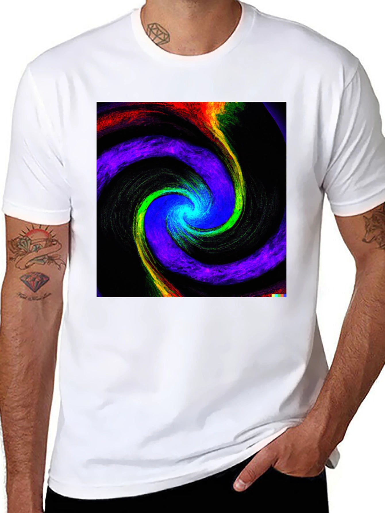 Cosmic Swirl Graphic Tee - Black