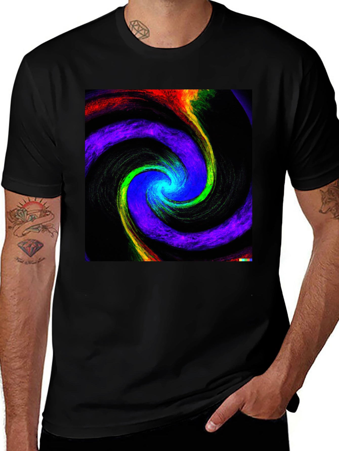 Cosmic Swirl Graphic Tee - Black