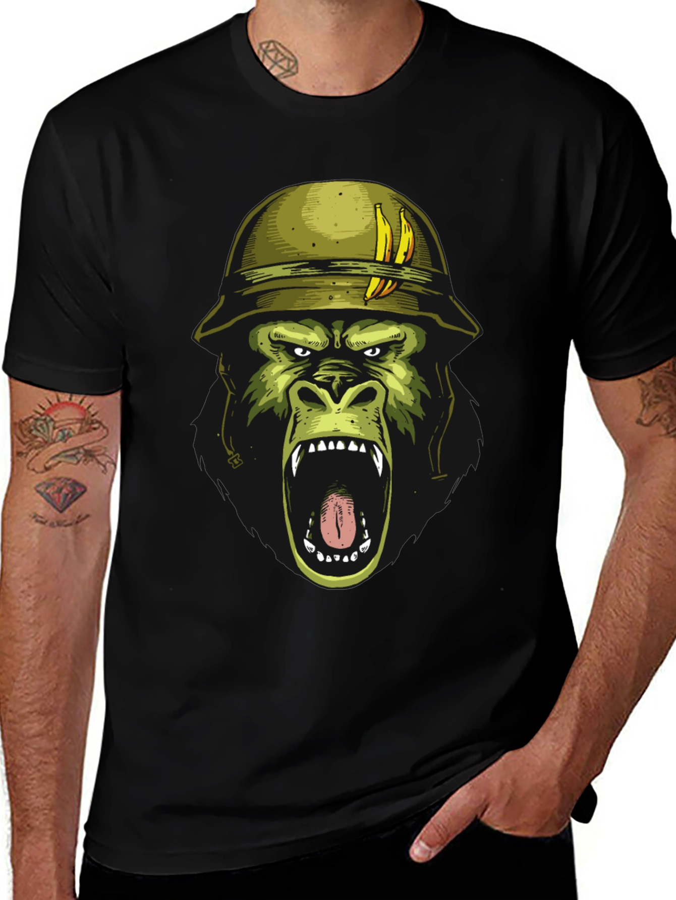 Gorilla Soldier Graphic Tee - Black
