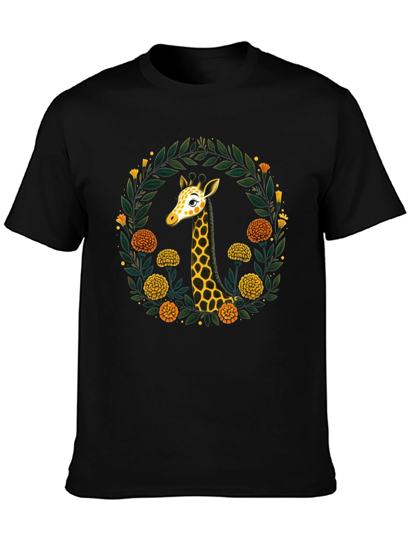 Giraffe Floral Wreath Graphic Tee