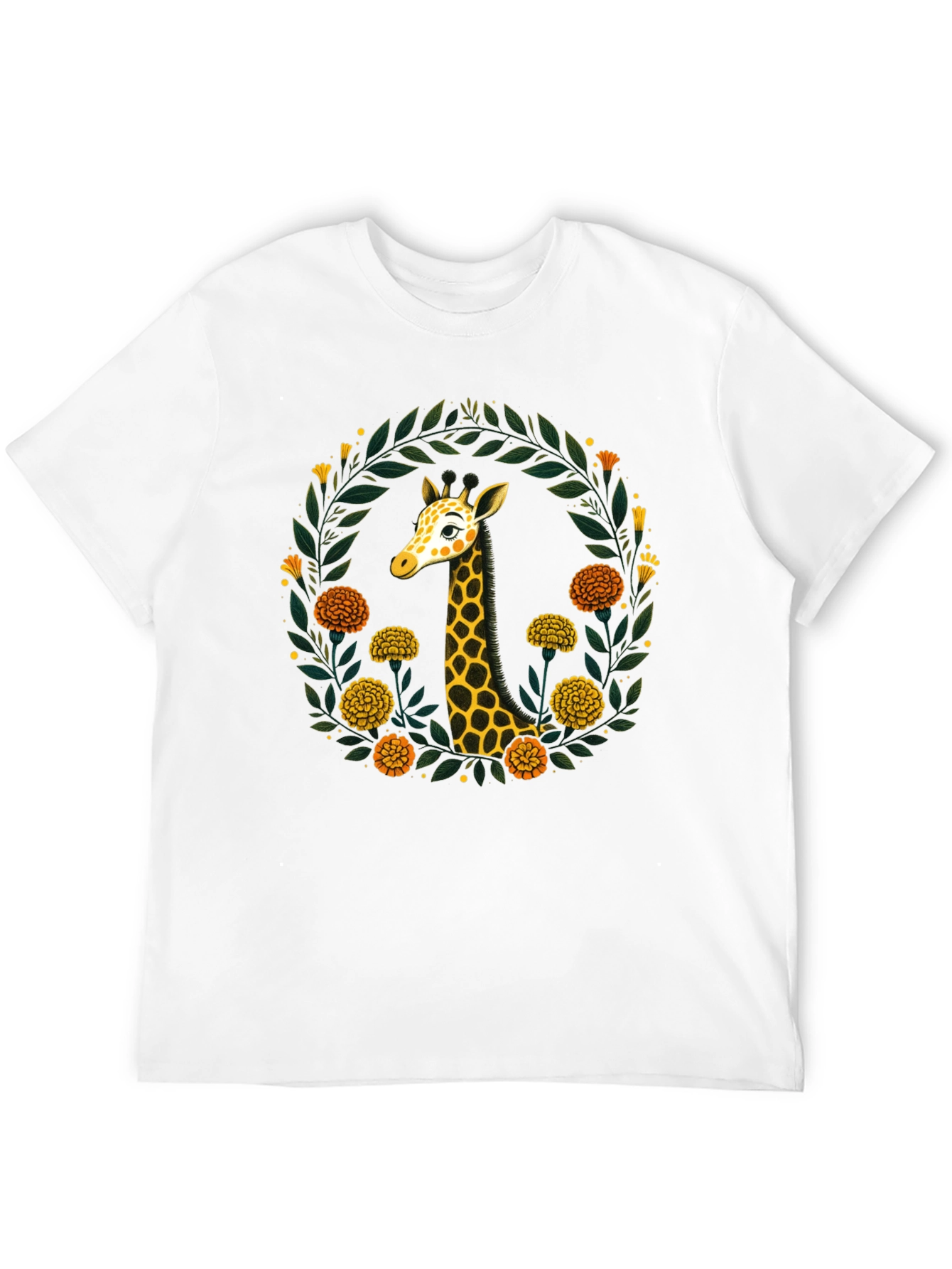 Giraffe Floral Wreath Graphic Tee