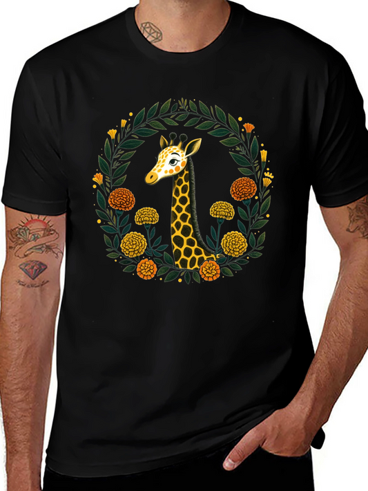 Giraffe Floral Wreath Graphic Tee