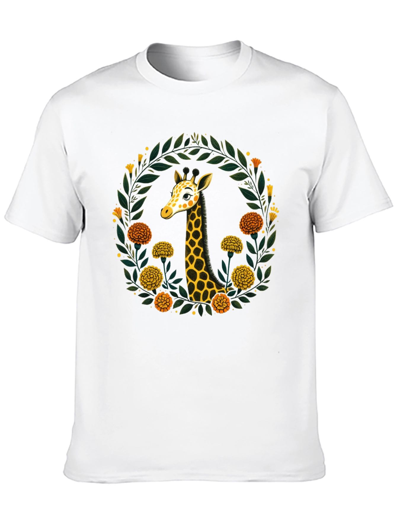 Giraffe Floral Wreath Graphic Tee