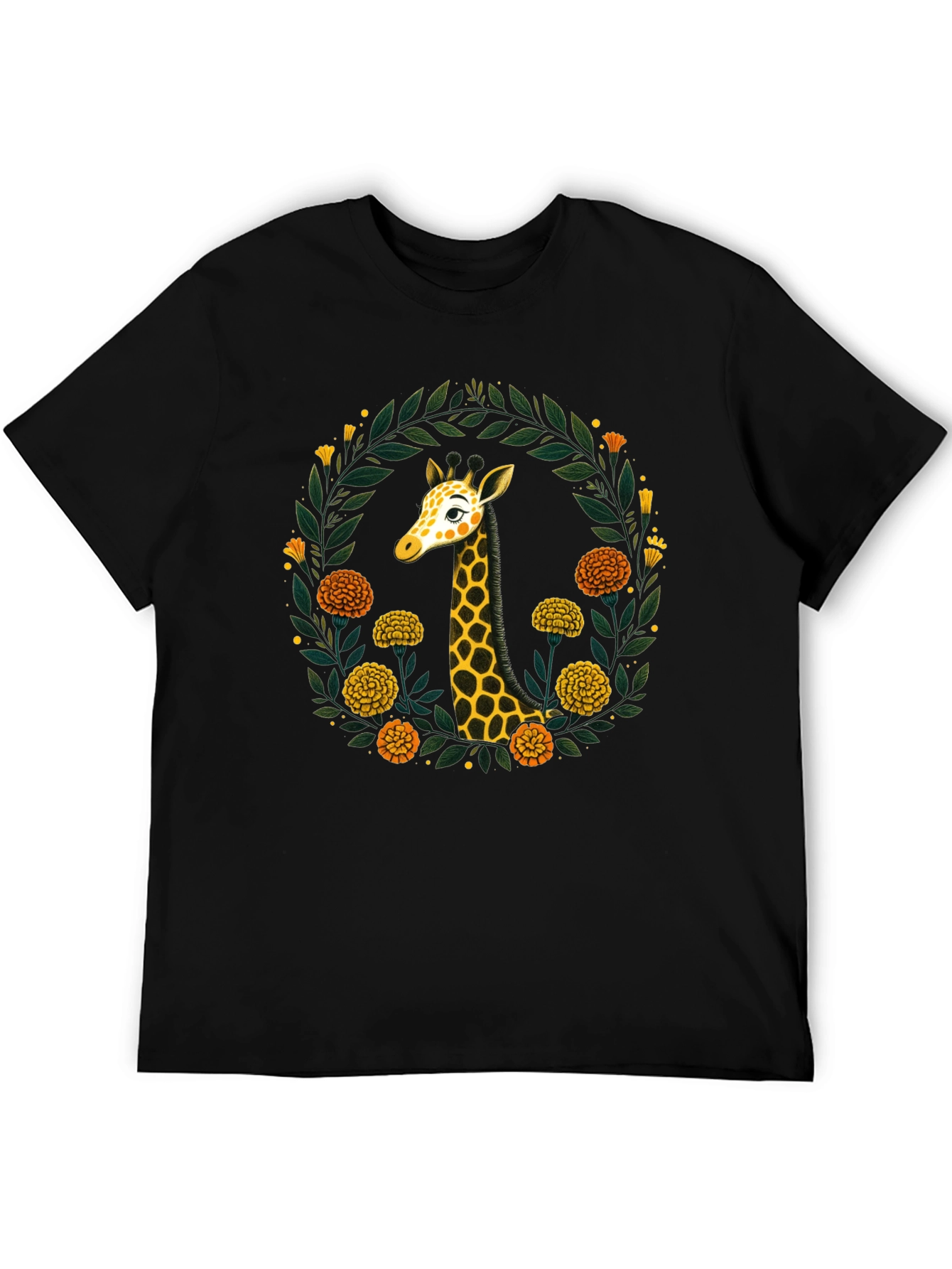 Giraffe Floral Wreath Graphic Tee