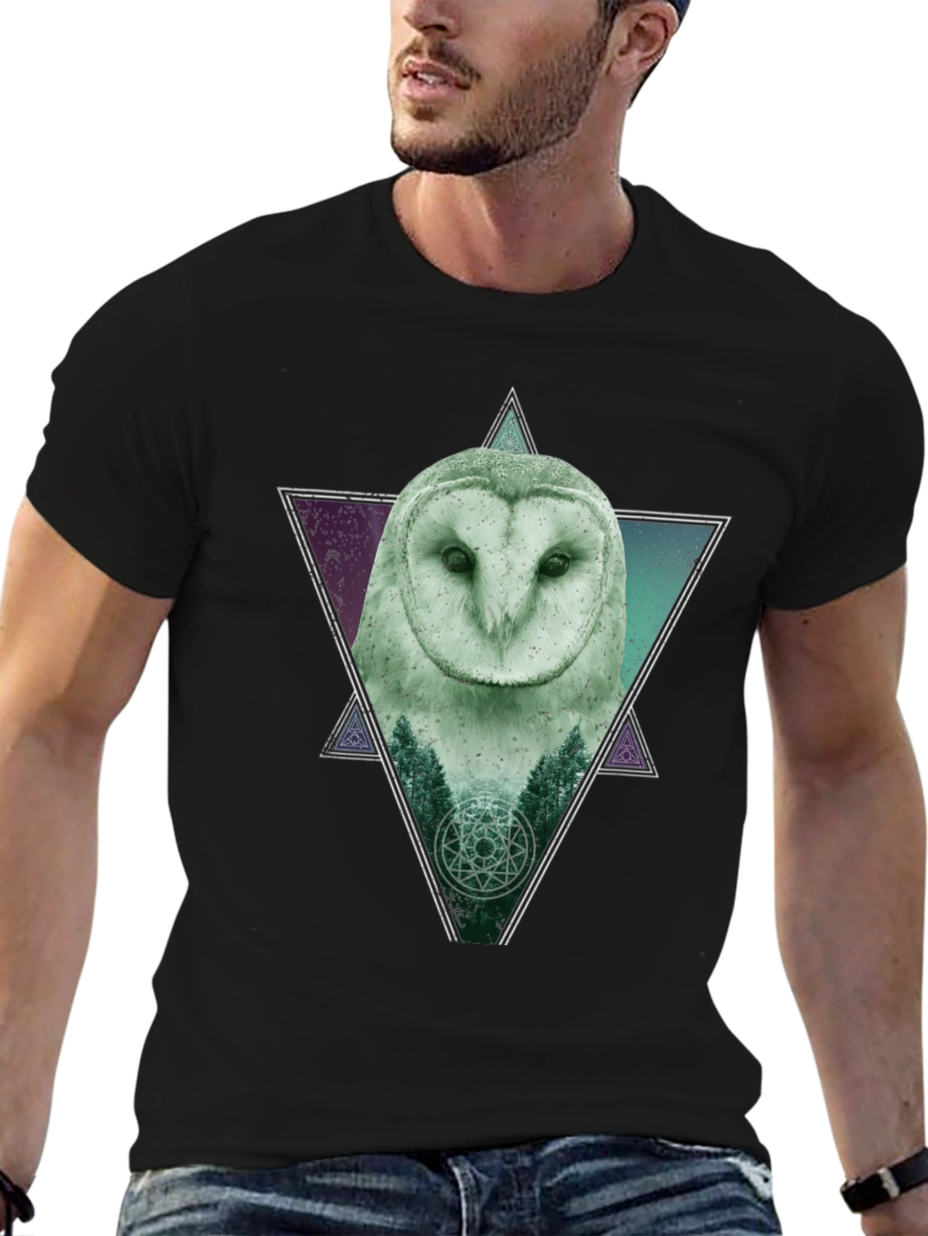Owl Graphic T-Shirt - Mens Black Tee