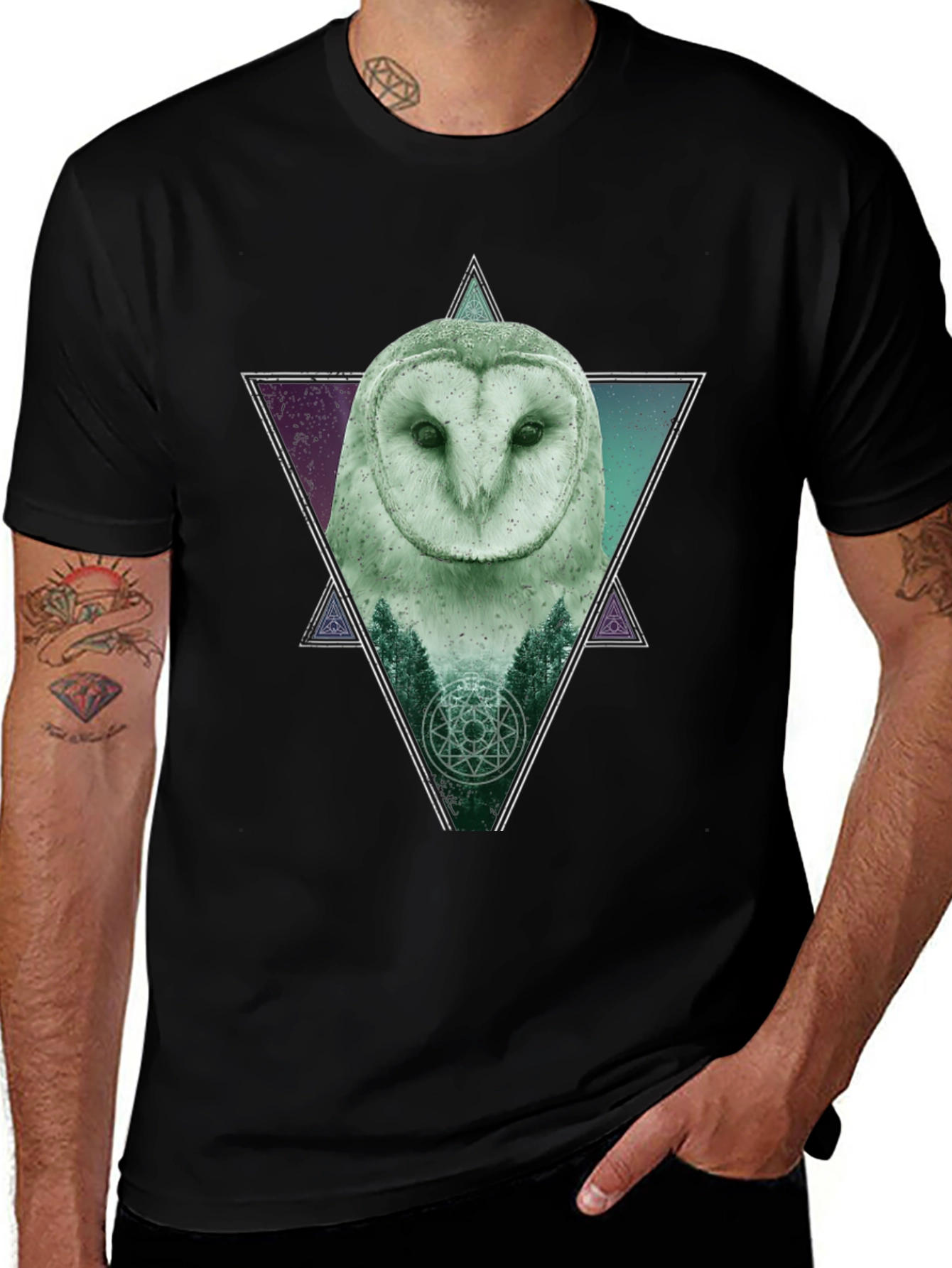 Owl Graphic T-Shirt - Mens Black Tee