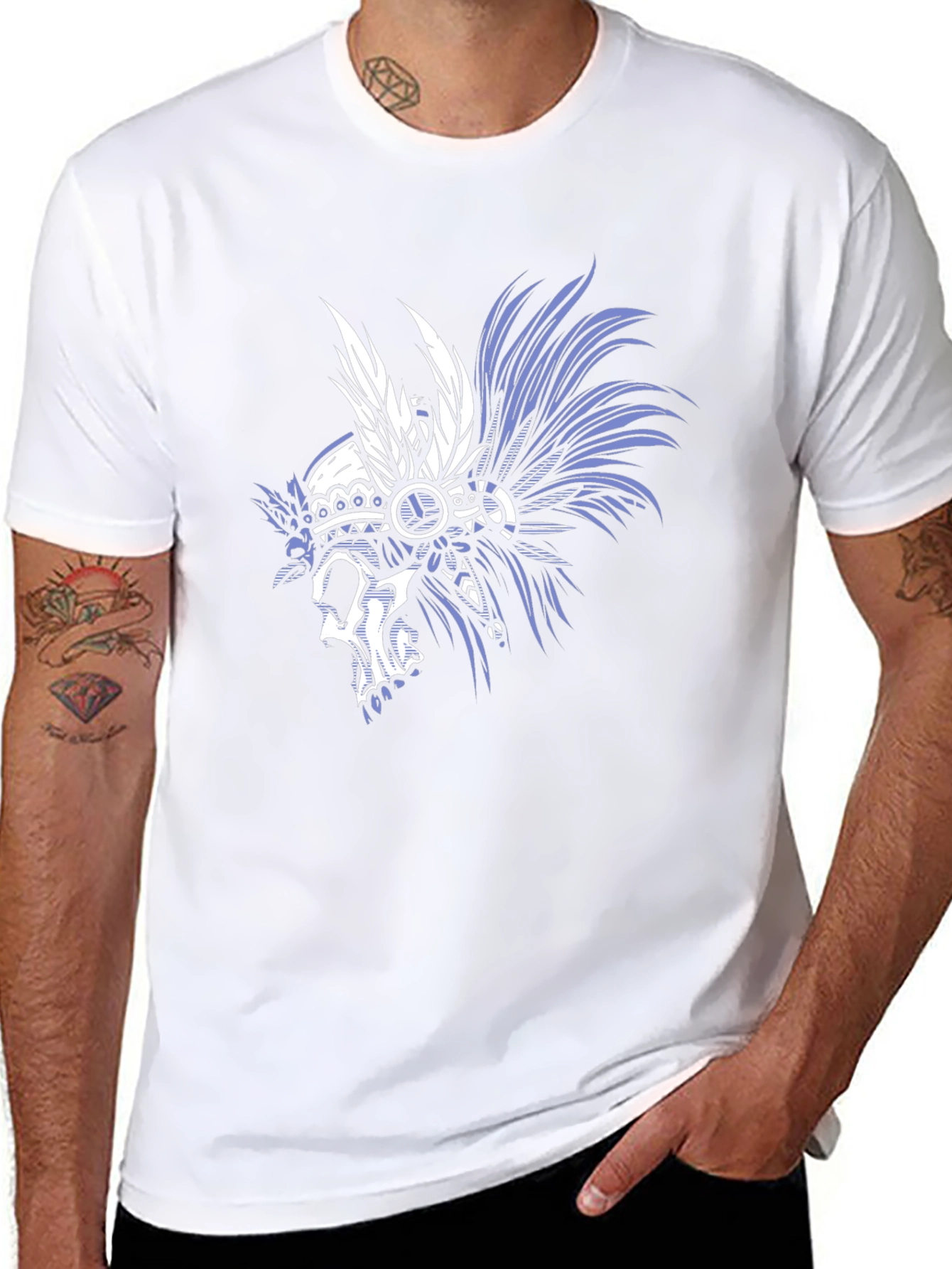Skull Chief Headdress Graphic Tee - Mens Black T-Shirt