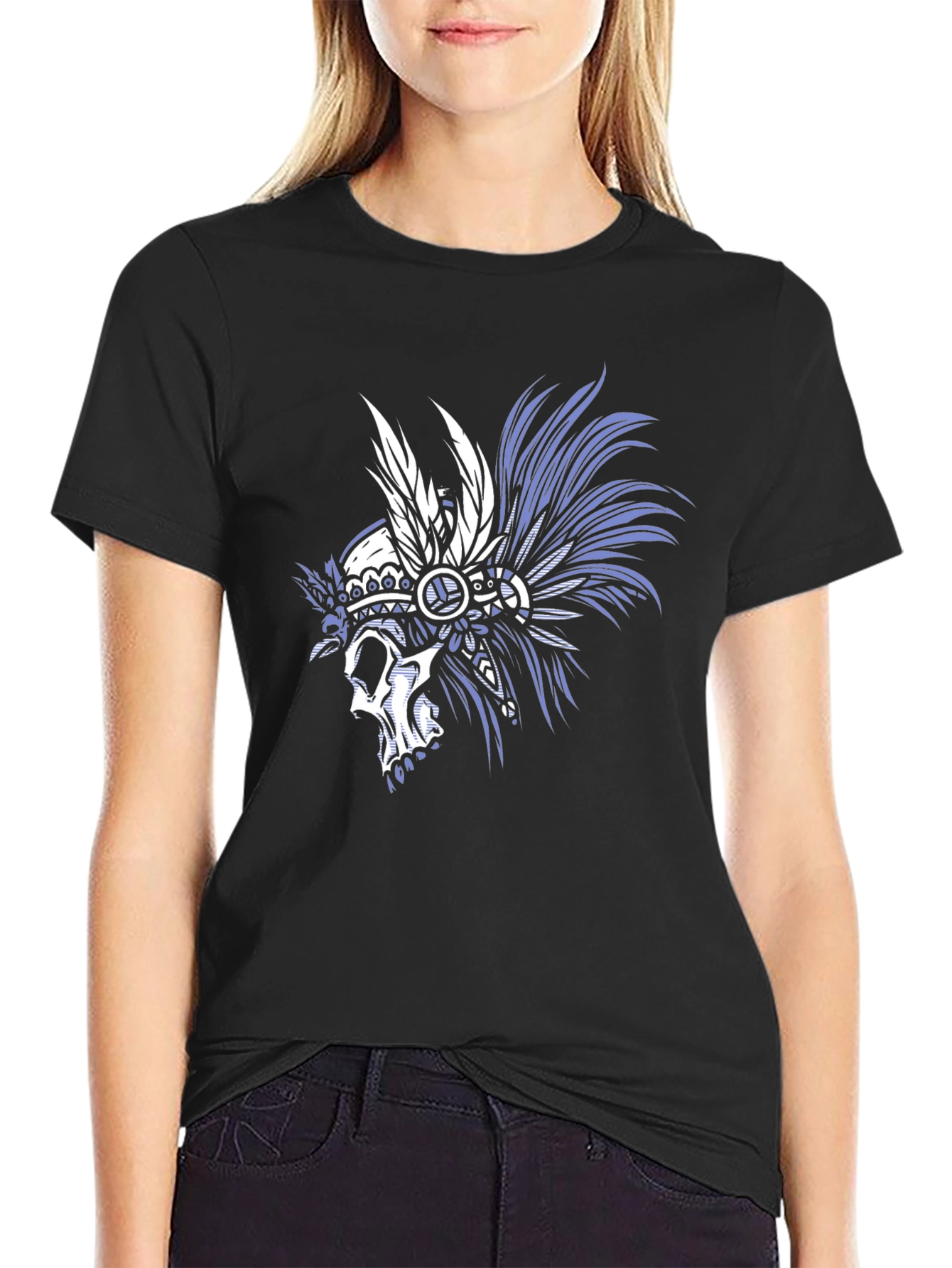 Skull Chief Headdress Graphic Tee - Mens Black T-Shirt