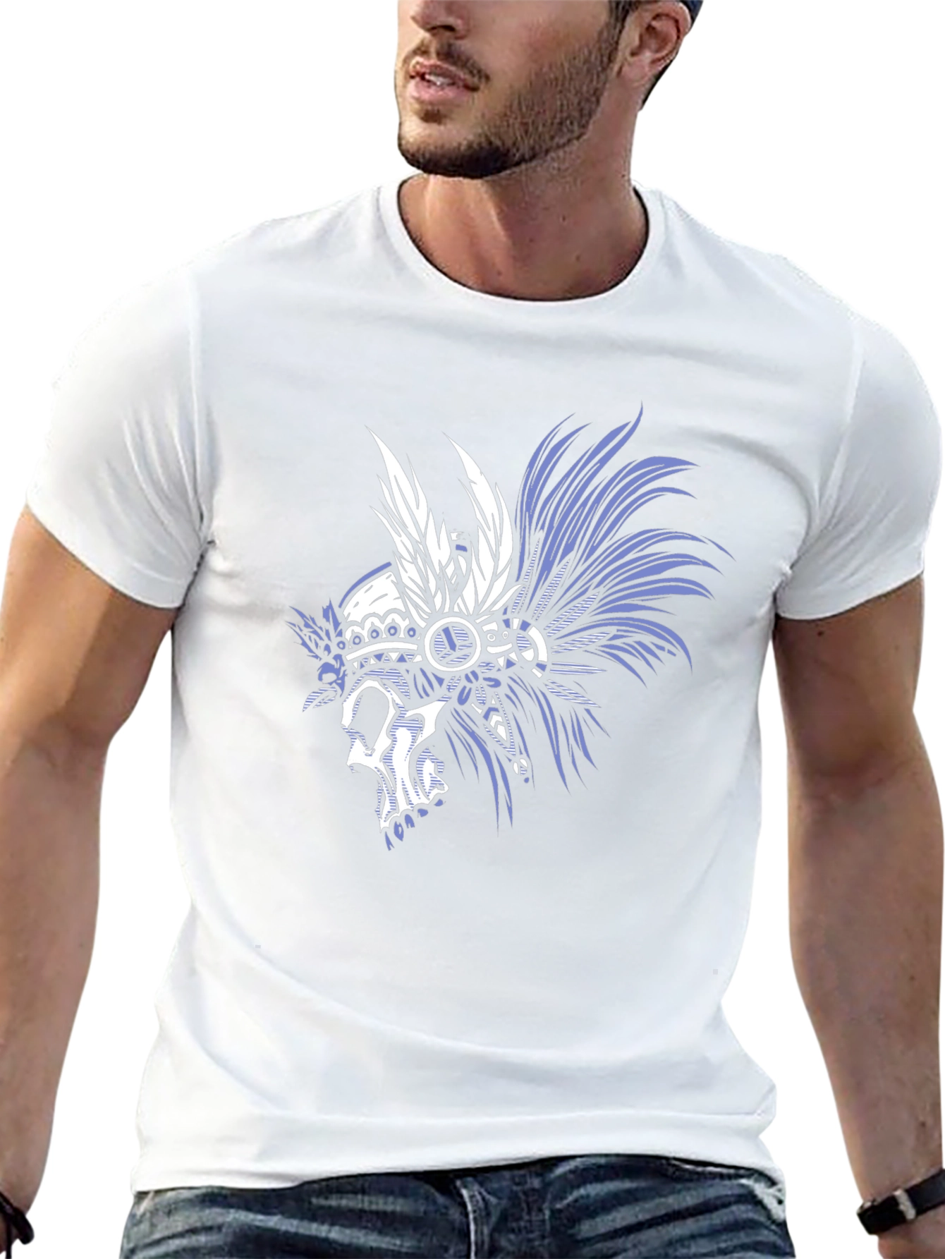 Skull Chief Headdress Graphic Tee - Mens Black T-Shirt