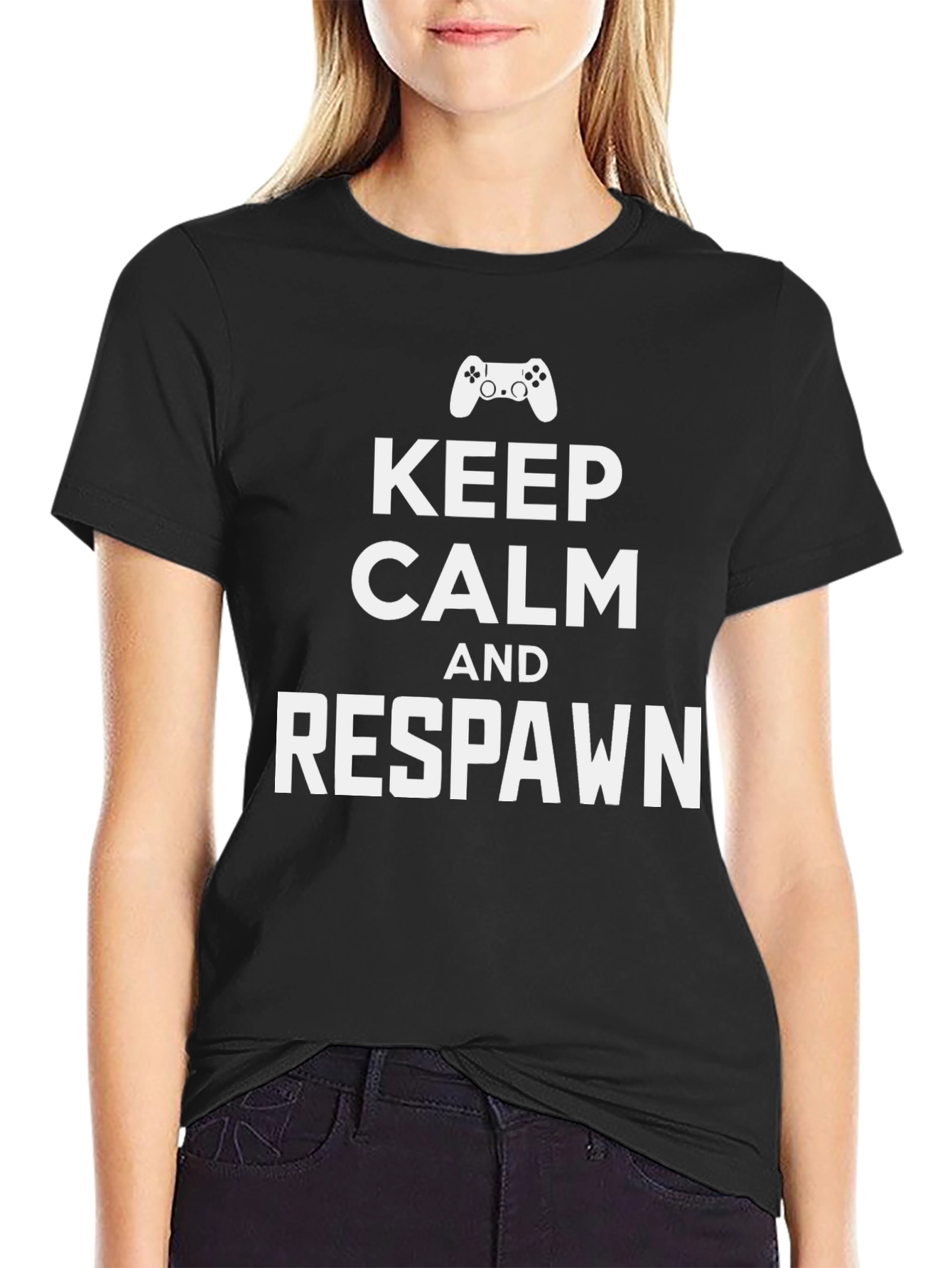 Keep Calm and Respawn Black Gaming T-Shirt