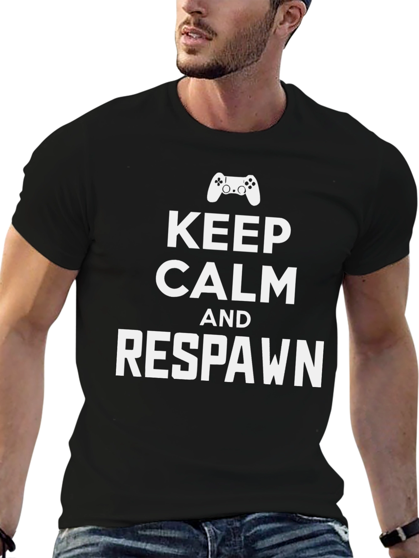 Keep Calm and Respawn Black Gaming T-Shirt