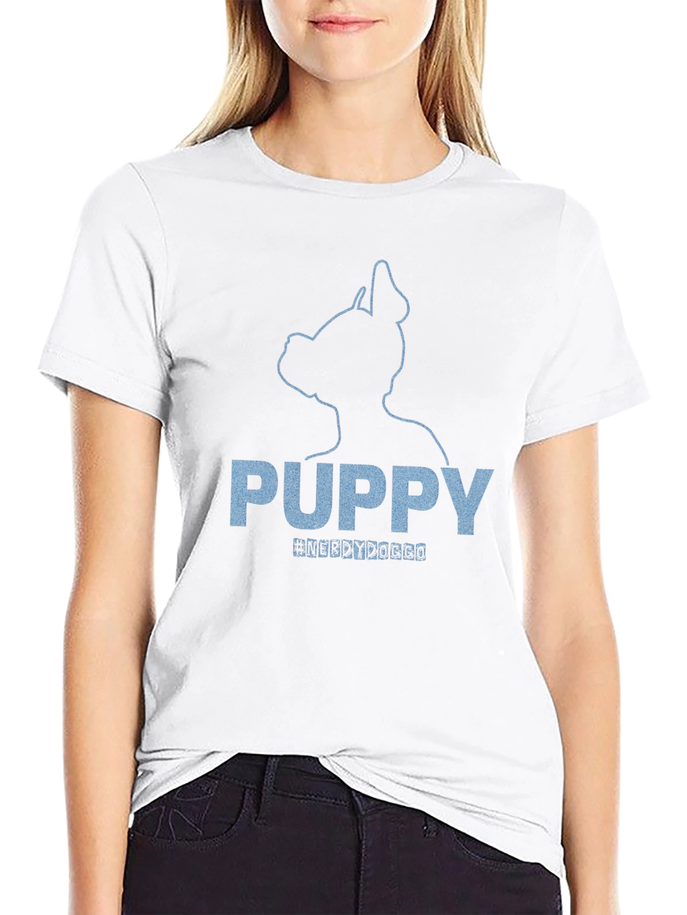 Puppy Dog Silhouette Graphic Tee - Black