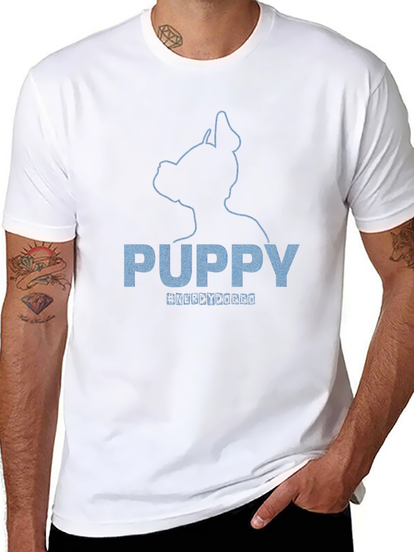 Puppy Dog Silhouette Graphic Tee - Black