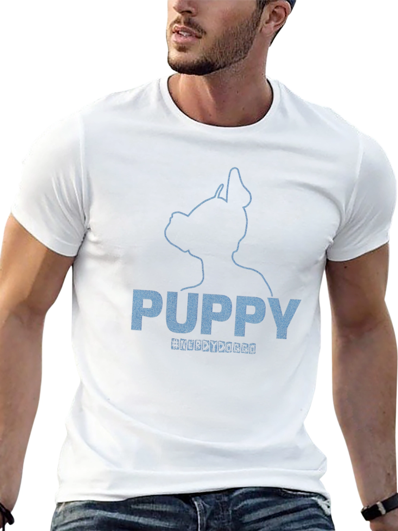Puppy Dog Silhouette Graphic Tee - Black