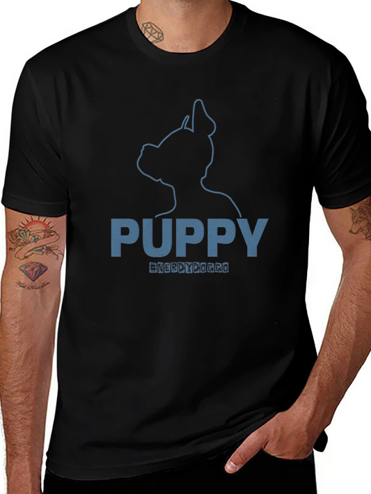 Puppy Dog Silhouette Graphic Tee - Black