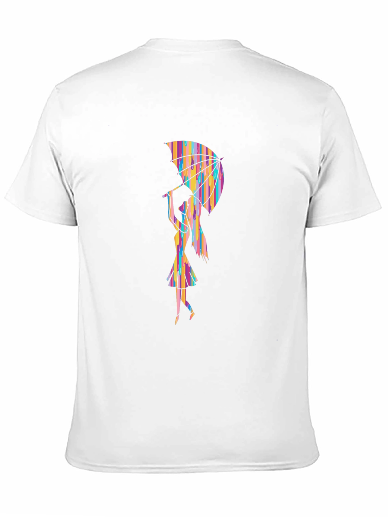 Rainbow Umbrella Graphic Tee - Stylish Black T-Shirt