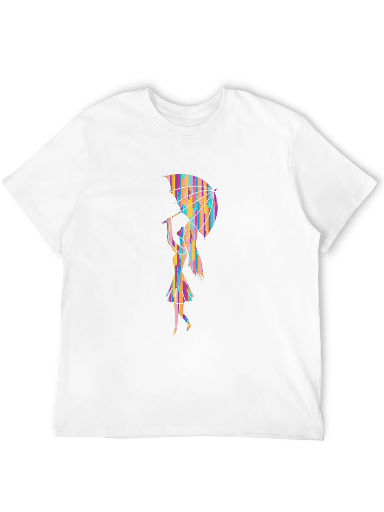 Rainbow Umbrella Graphic Tee - Stylish Black T-Shirt