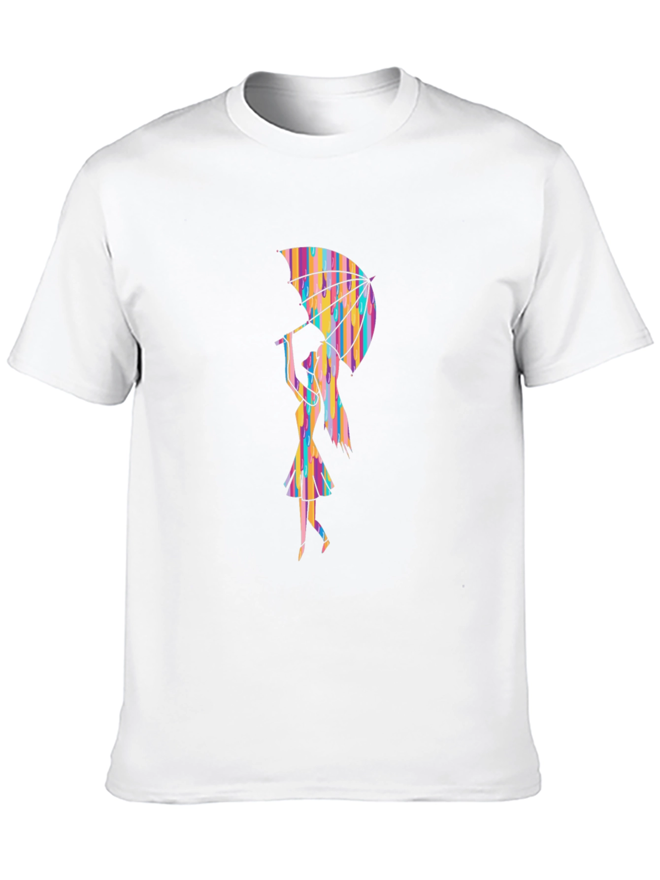 Rainbow Umbrella Graphic Tee - Stylish Black T-Shirt