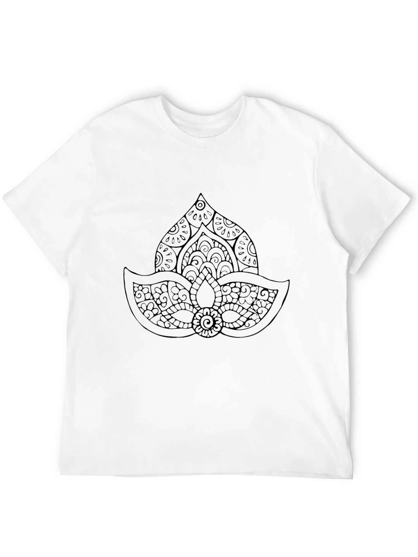 Black Graphic Tee with Mandala Design