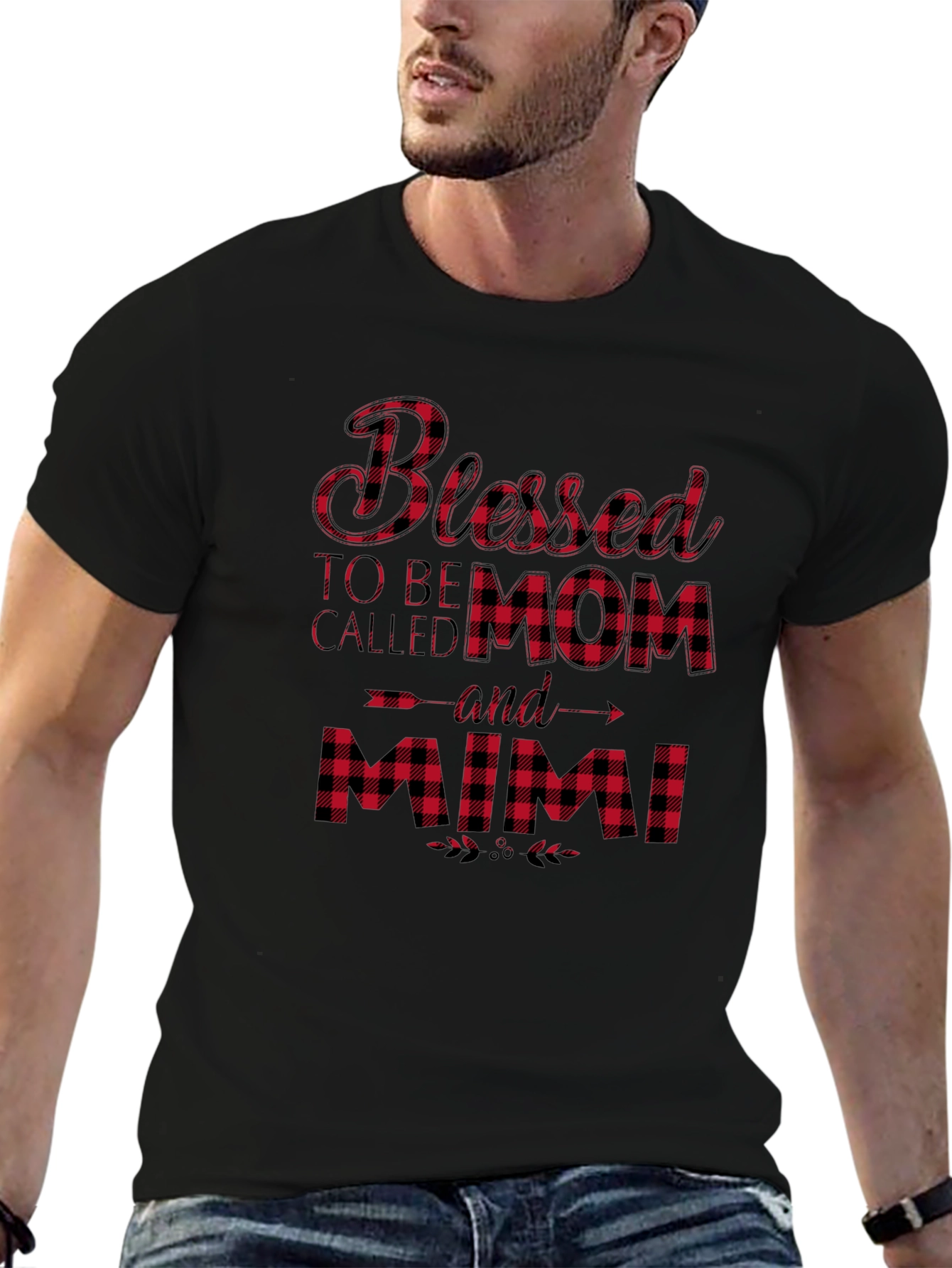 Blessed Mom & Mimi Buffalo Plaid Graphic Tee